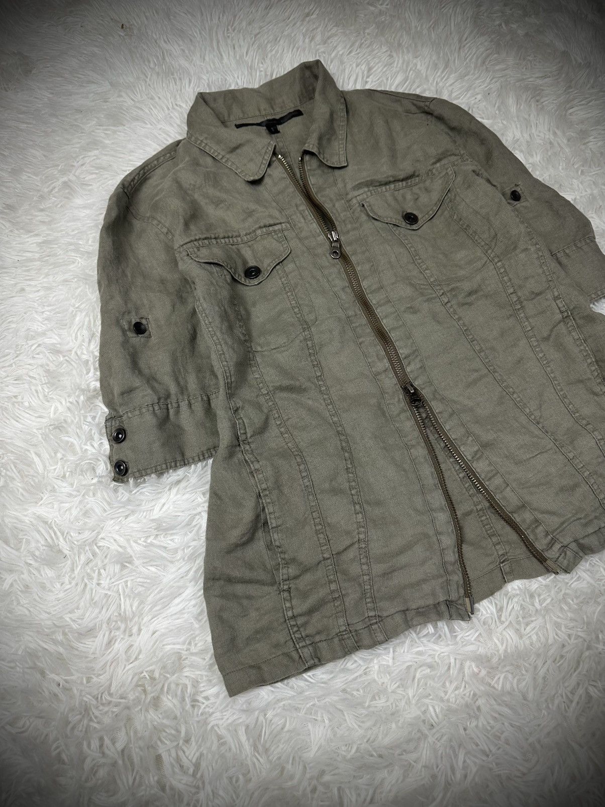 GOA 💥rare💥 japanese brand schlussel linen vkei military zipup Size US L / EU 52-54 / 3 - 3 Thumbnail