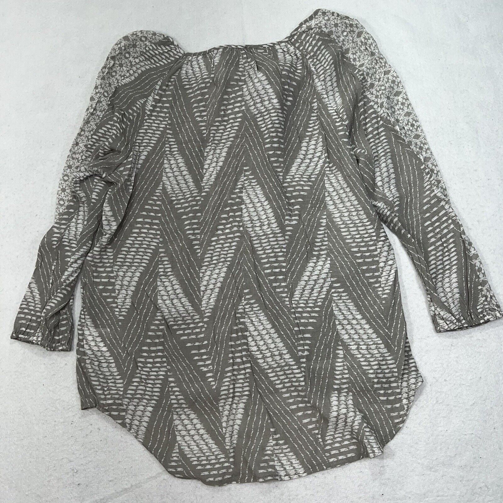 Other Fred David Gray 3/4 Sleeve Pullover Patterned Top Size M / US 6-8 / IT 42-44 - 9 Thumbnail