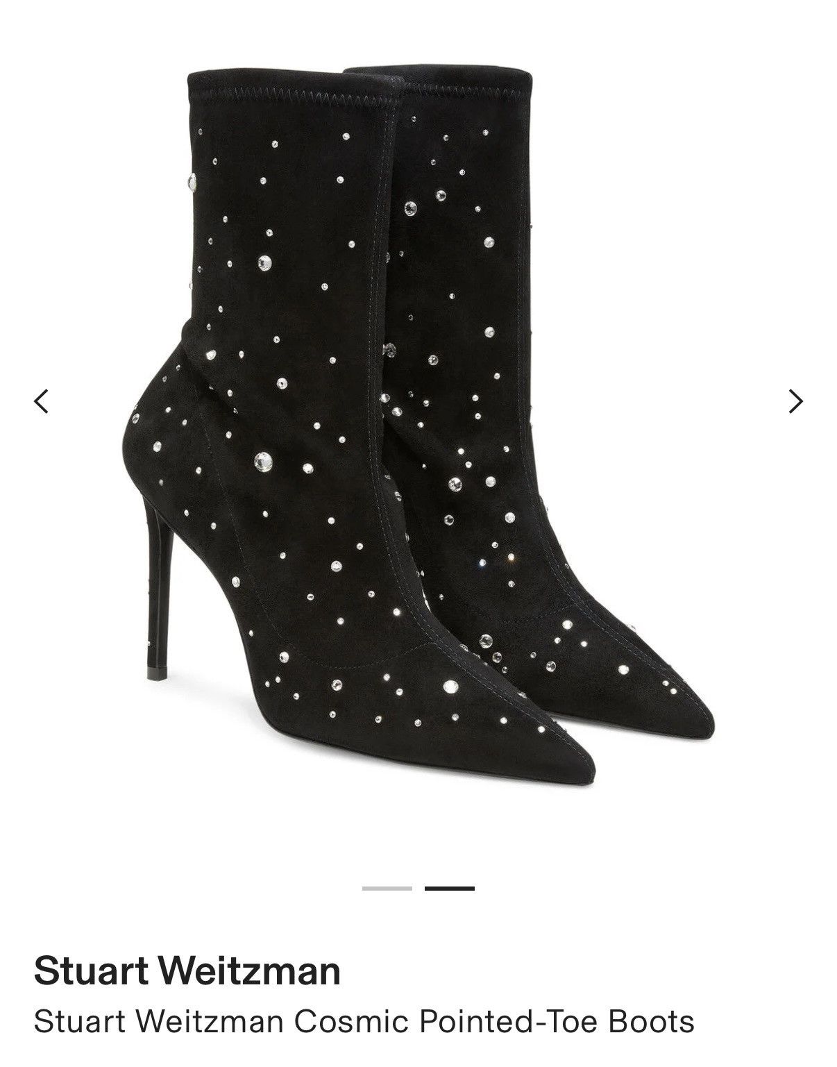 Stuart Weitzman Stuart Weitzman Cosmic 100 Black Suede Stretch Bootie Size US 8.5 / IT 38.5 - 10 Thumbnail