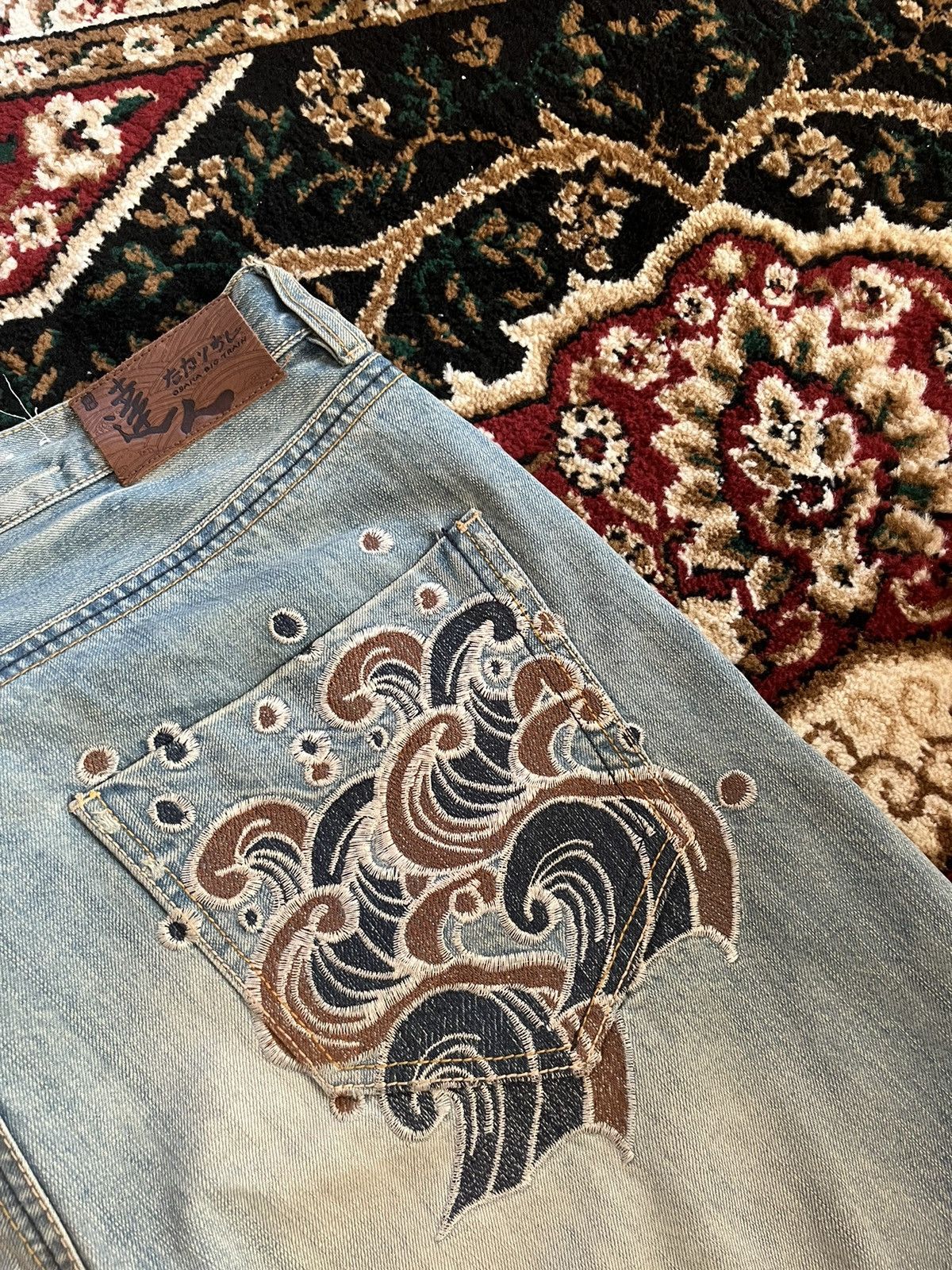 If Six Was Nine Vintage Osaka Bigtrain Embroidered Wave Jeans Size US 36 / EU 52 - 3 Thumbnail