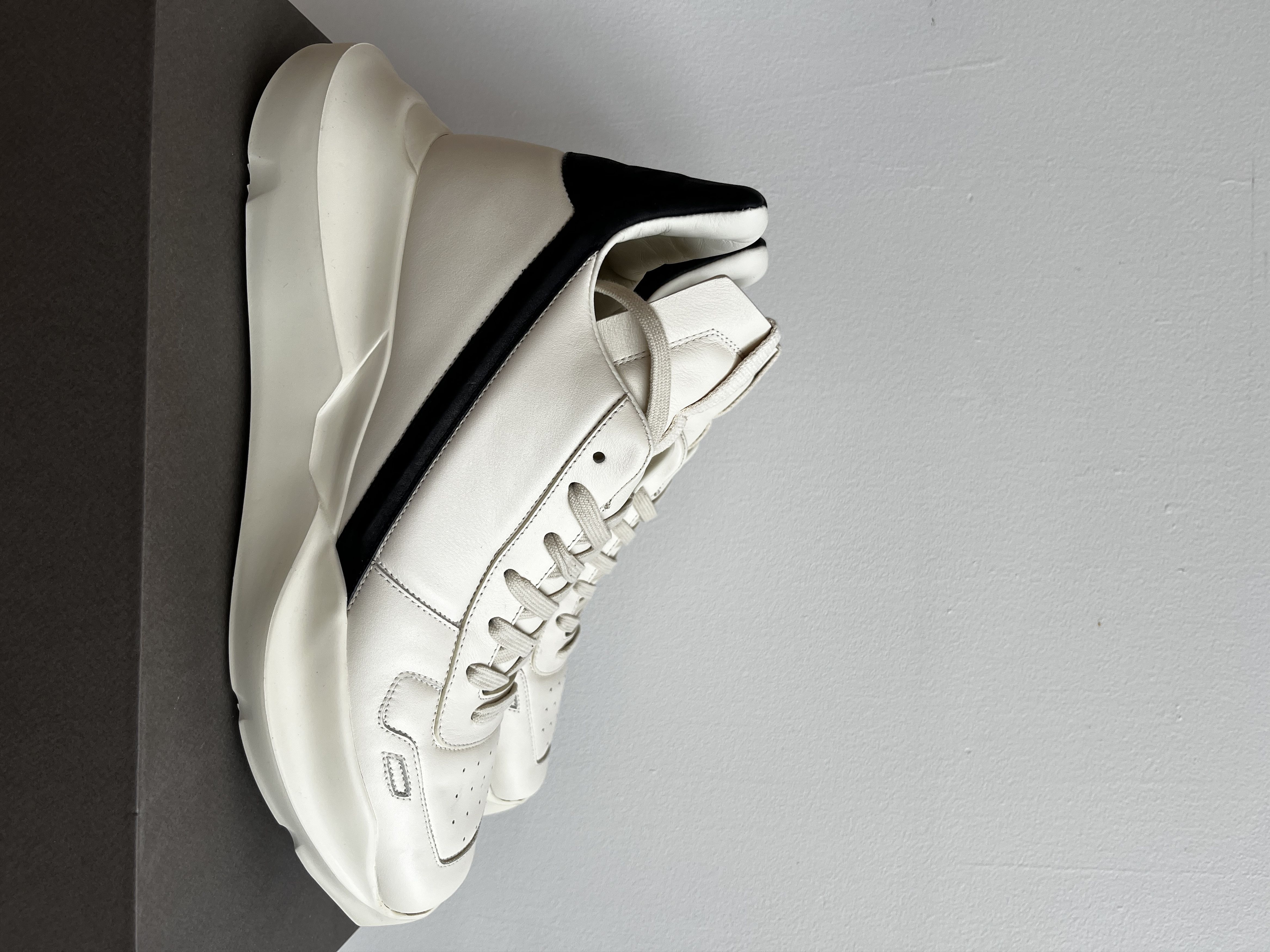 image of Rick Owens Geo Geth Runner Shoes in Milk Black, Men's (Size 11)