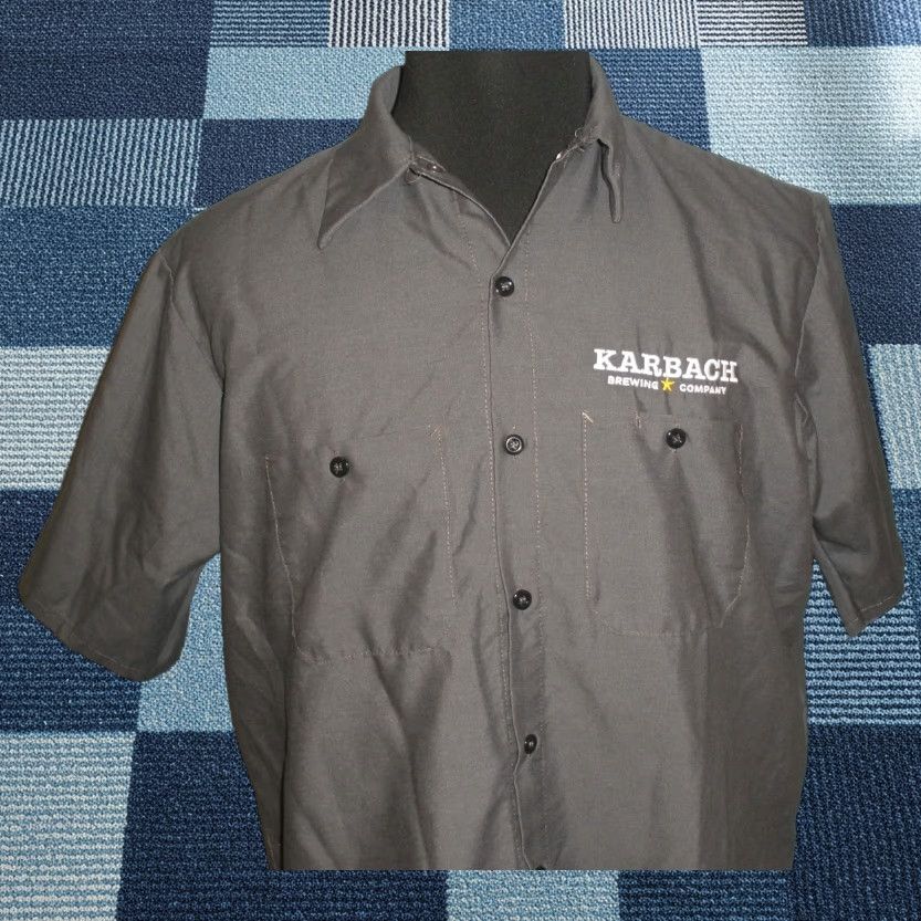 Red Kap MEN'S L Red Kap Buttoned Short Sleeve Mechanic Work Shirt KARBACH BREWING CO Gray Size US L / EU 52-54 / 3 - 1 Thumbnail