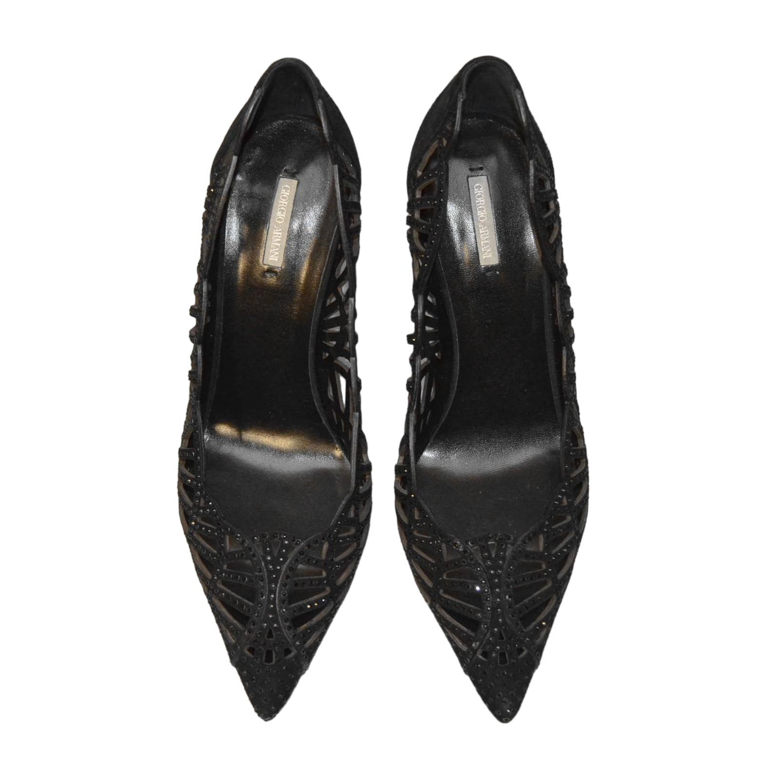 Giorgio Armani I0 NEW GIORGIO ARMANI Scalloped Suede Heels Shoes 38.5 $1075 Size US 8.5 / IT 38.5 - 3 Thumbnail