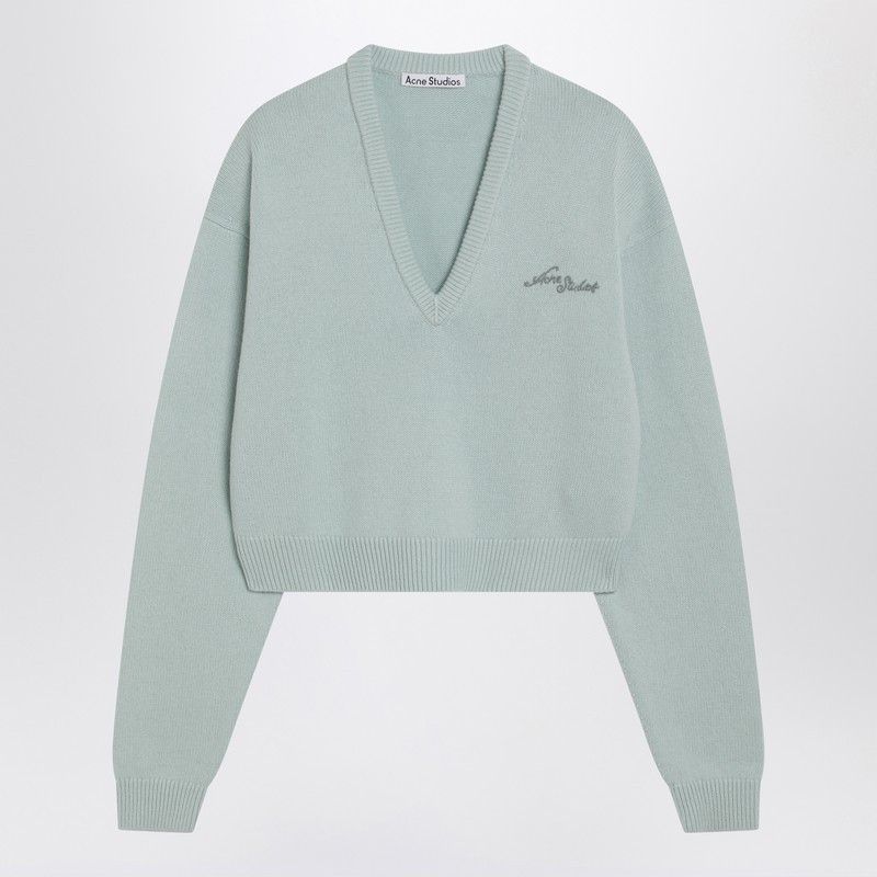 Acne Studios Acne Studios Faded Mint Wool V-Neck Sweater Size S / US 4 / IT 40 - 1 Thumbnail