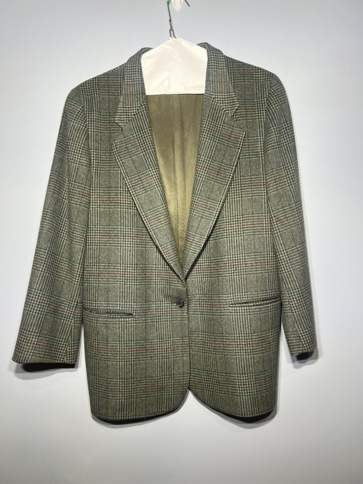 Designer × L.L. Bean × Vintage VTG LL Bean Blazer Cashmere Wool Houndstooth Plaid Size 14R Size XL / US 12-14 / IT 48-50 - 1 Thumbnail