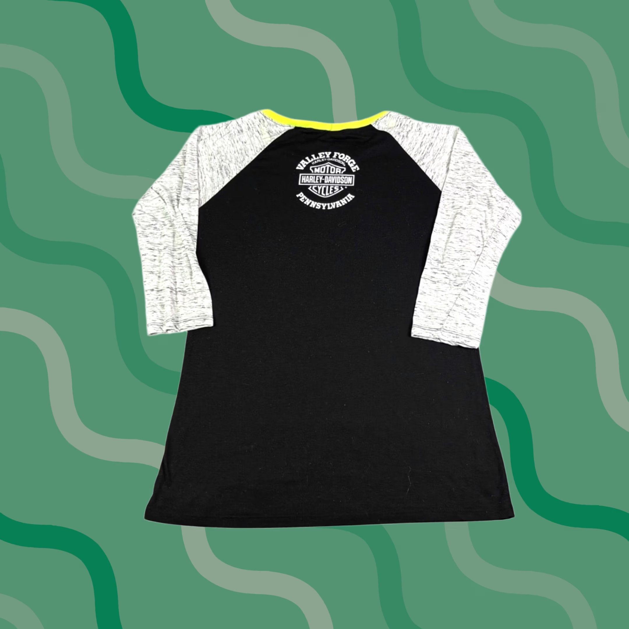Harley Davidson Harley-Davidson Raglan Shirt Womens L Black Grey Neon Valley Forge PA 2016 Size L / US 10 / IT 46 - 1 Thumbnail