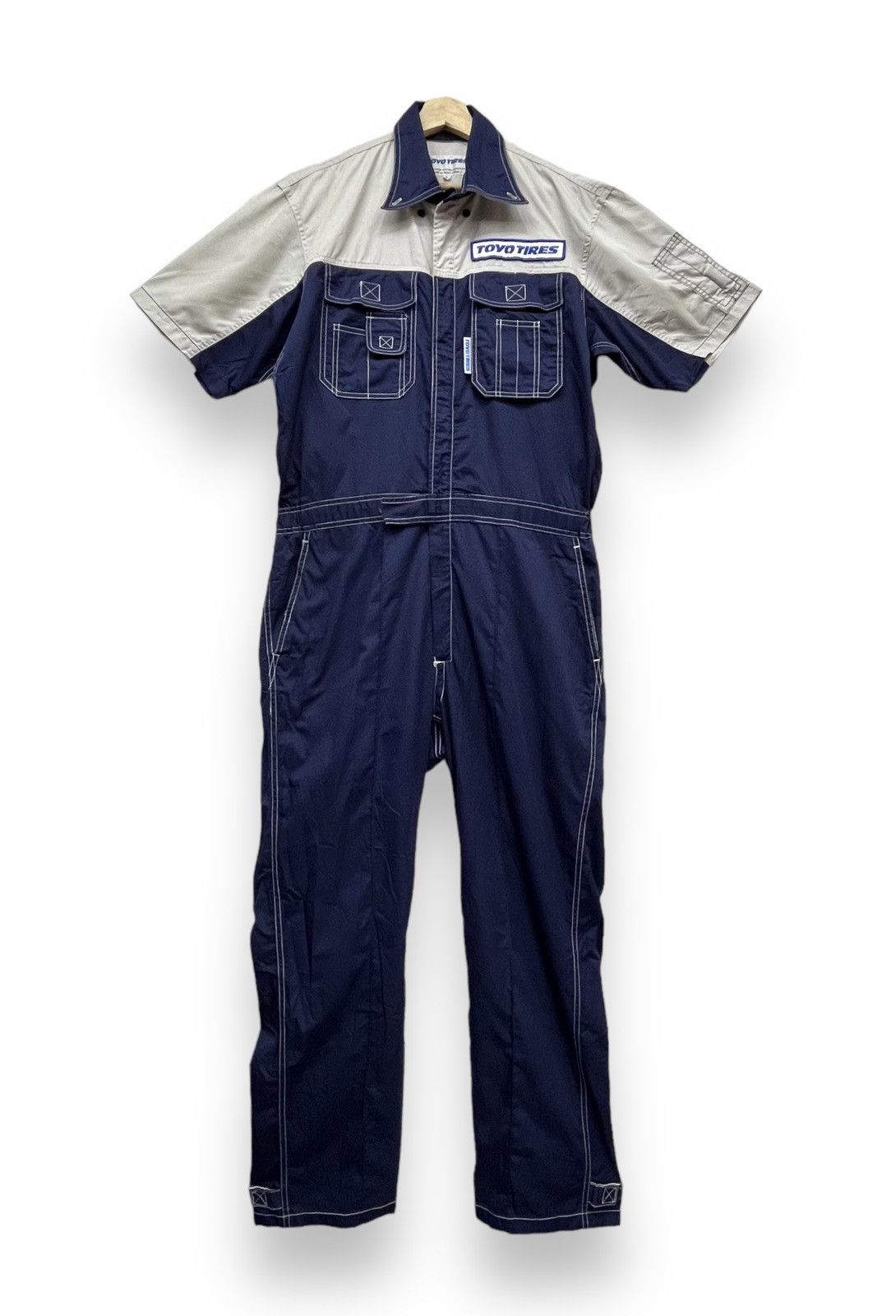 NASCAR 🏁Vintage TOYOTIRES JAPAN Light PolyCotton Coverall Jumpsuit Size US 33 - 4 Thumbnail
