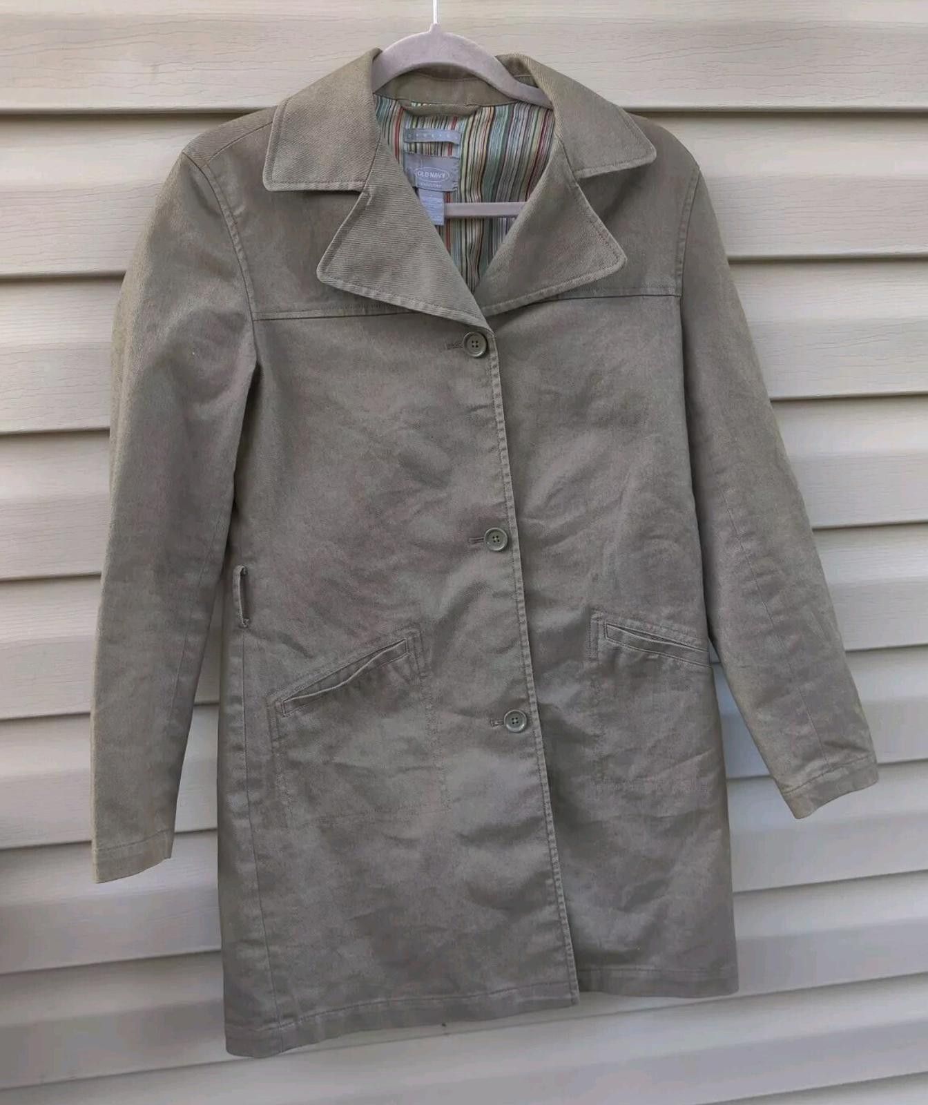 Old Navy 2002 Old Navy Green Long Pea Coat Jacket Button Down Size S / US 4 / IT 40 - 5 Thumbnail