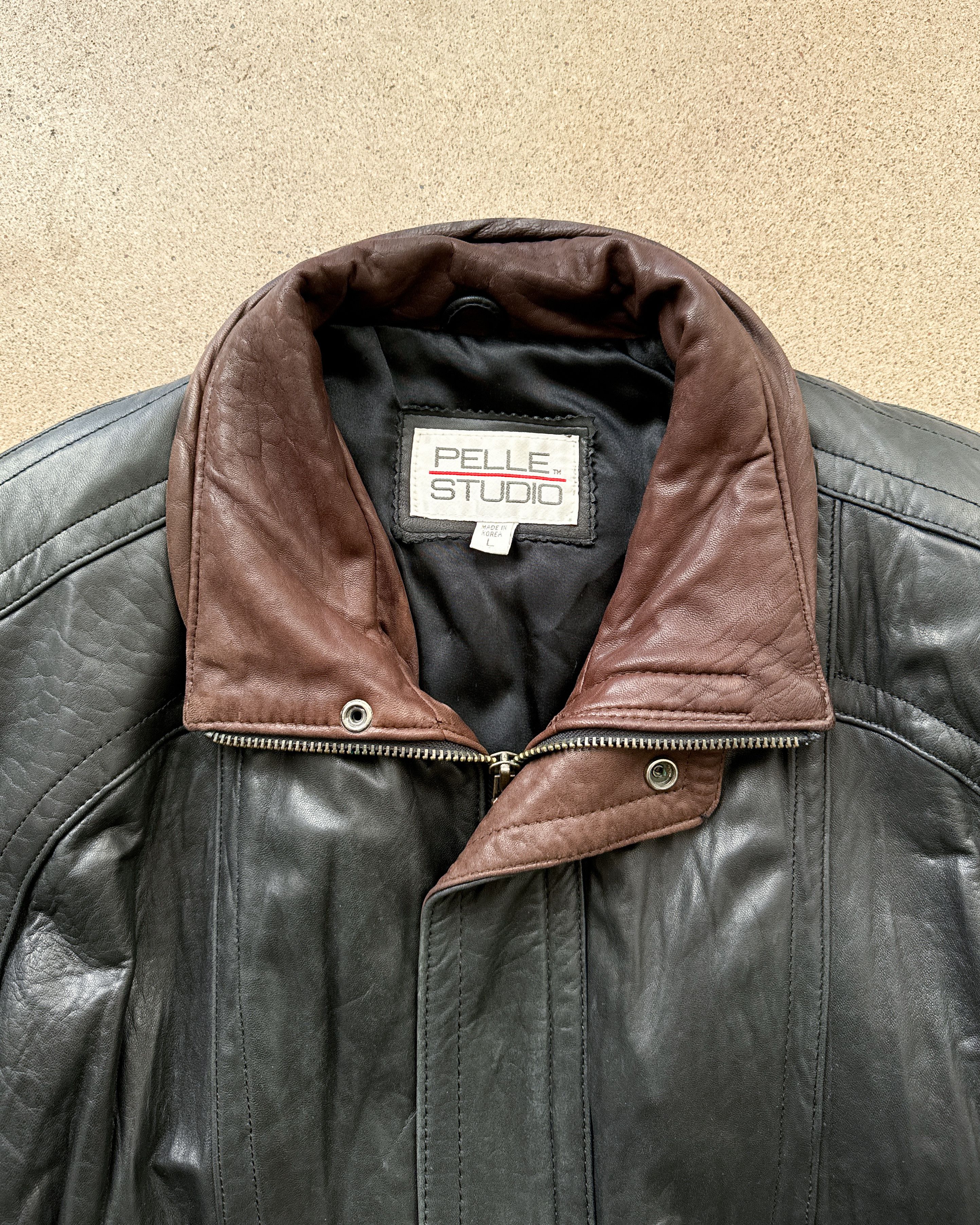 Vintage Vintage Pelle Studio Leather Bomber Jacket Black Soft Moto Size US L / EU 52-54 / 3 - 2 Thumbnail