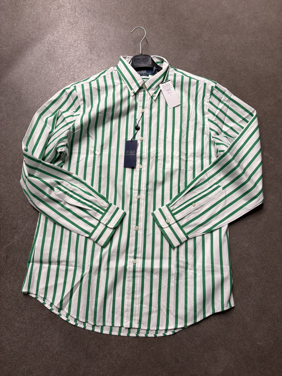 Polo Ralph Lauren White & Green Striped Summer Shirt Ralph Lauren Men’s L New Size US L / EU 52-54 / 3 - 1 Thumbnail