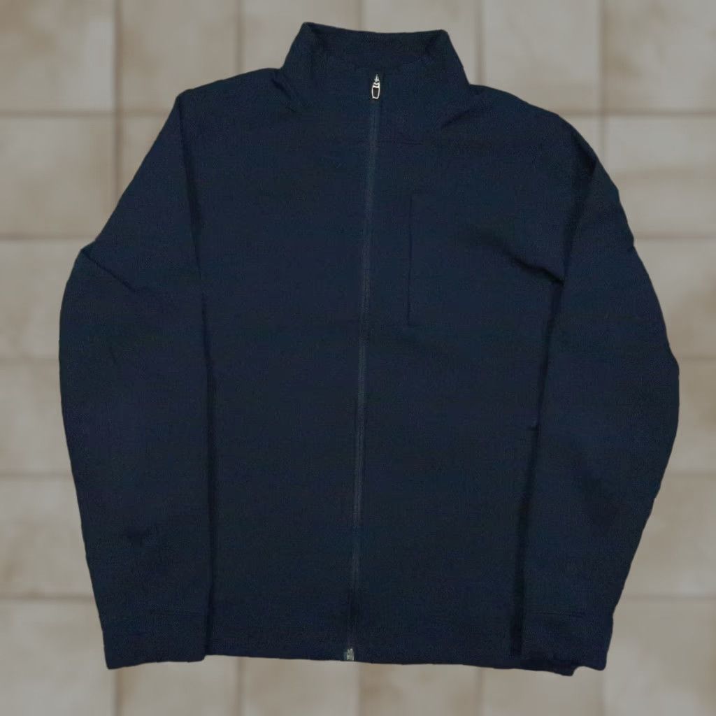 VINTAGE Lululemon Jacket Mens Small Blue Sojourn Bomber Full Zip Pockets Long Sleeve