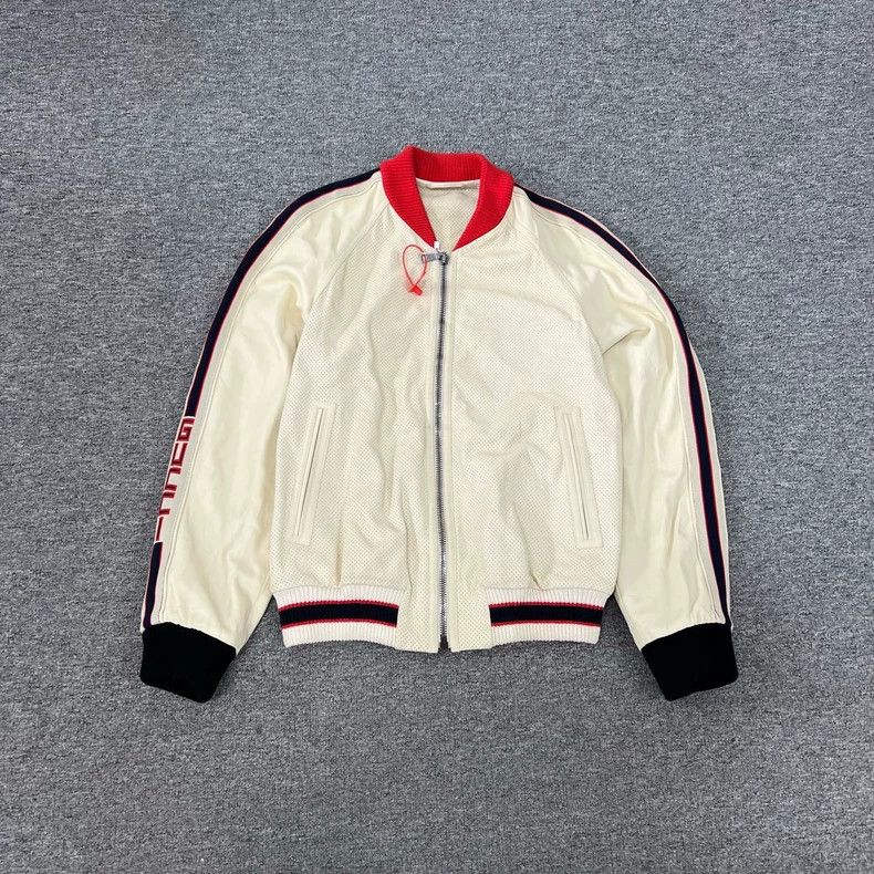 Gucci Gucci String Logo Lambskin Leather Jacket 2502-Nextarrow Size US M / EU 48-50 / 2 - 2 Thumbnail