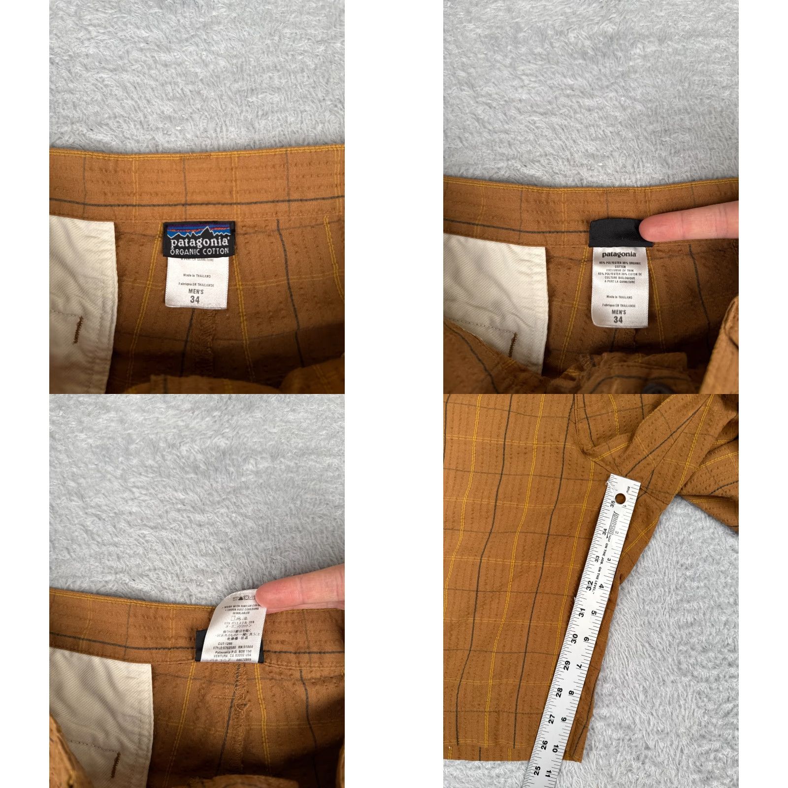 Patagonia Patagonia Shorts Mens 34 Brown Plaid Polyester Cotton Blend 34x10 Vintage Chino Casual Summer Fall Winter Beach Outdoors Mens Size US 34 / EU 50 - 8 Thumbnail