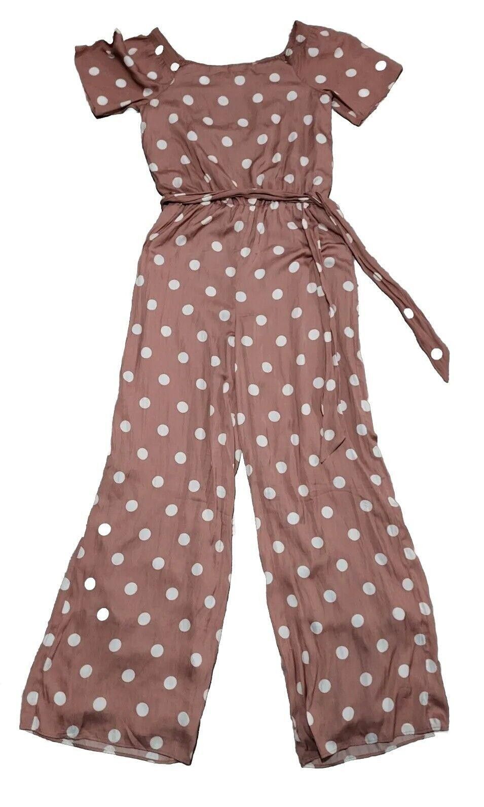 Designer Versona Jumper Medium Pink Polka Dot Pants Belt Romper Size 32" / US 10 / IT 46 - 1 Thumbnail