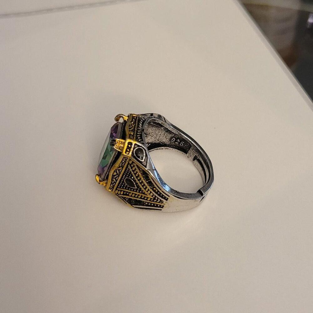Designer Men's Handmade Mystic Topaz Open 925 Sterling Silver Ring Size ONE SIZE - 8 Thumbnail