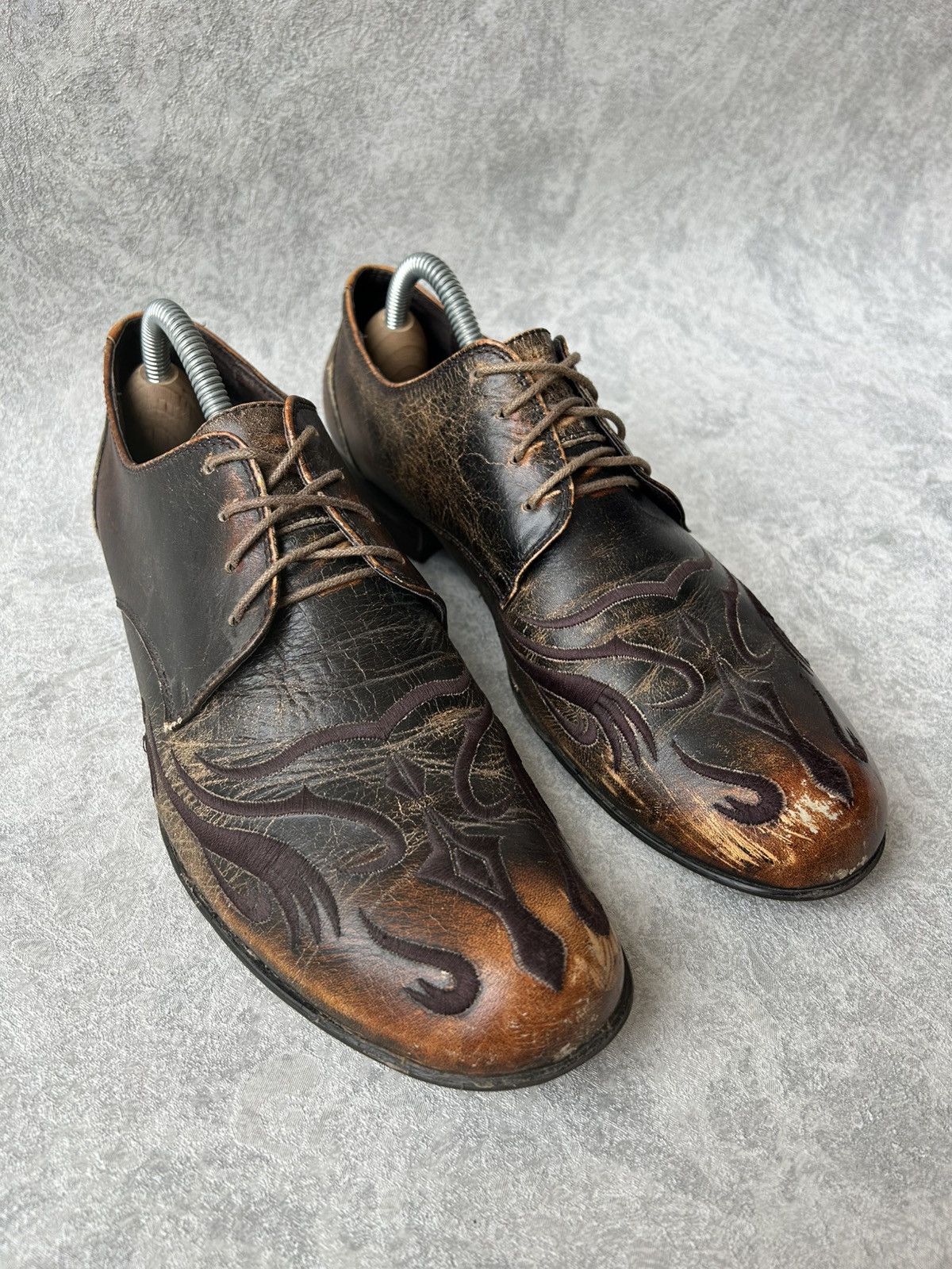 10 Corso Como Corso Como Y2K Western Flame Leather Derby Loafers Size US 8.5 / EU 41-42 - 4 Thumbnail