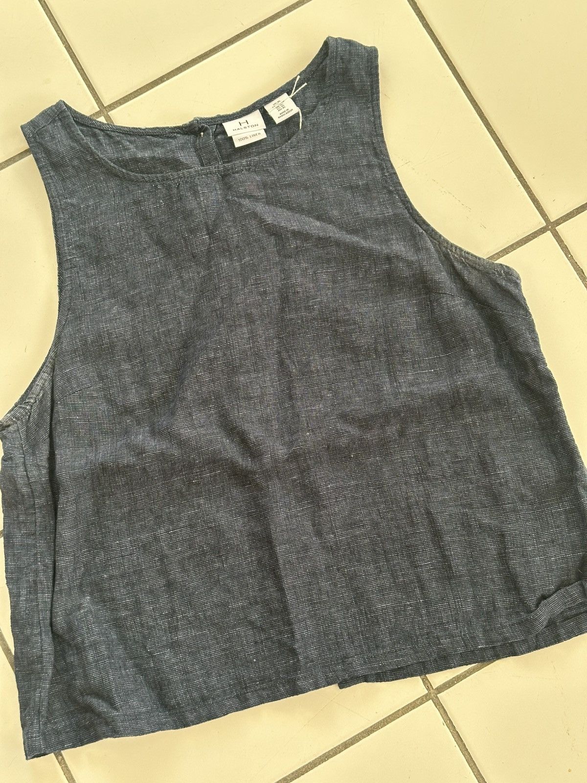 Halston Halton Dark Blue Back Button Up Top Size XL / US 12-14 / IT 48-50 - 5 Thumbnail