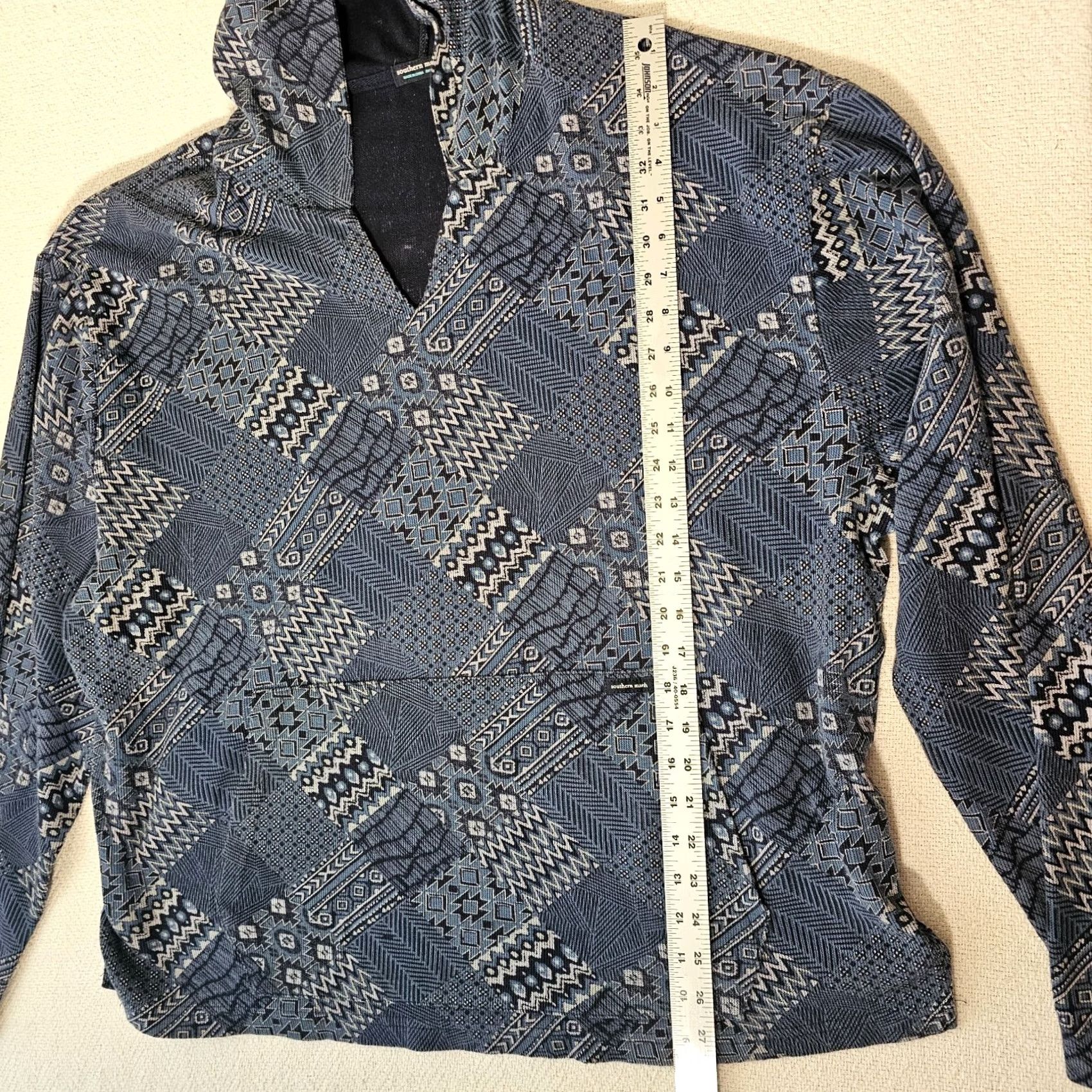 Vintage VINTAGE Southern Marsh Men’s Cotton V Neck Pullover Hoodie XL Aztec Western Blue Size US XL / EU 56 / 4 - 5 Thumbnail