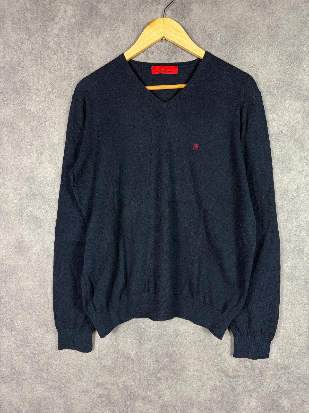 Carolina Herrera Carolina Herrera Cotton Sweater Navy Embroidered Logo Size L / US 10 / IT 46 - 1 Thumbnail