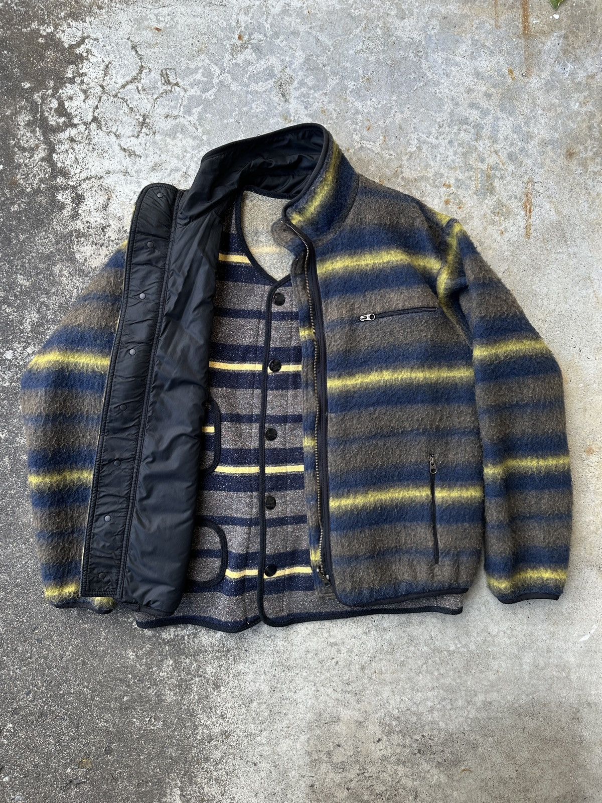 Kapital Blanket Striped Mohair Fleece Brown’s Beach Vest Reversible Size US L / EU 52-54 / 3 - 4 Thumbnail