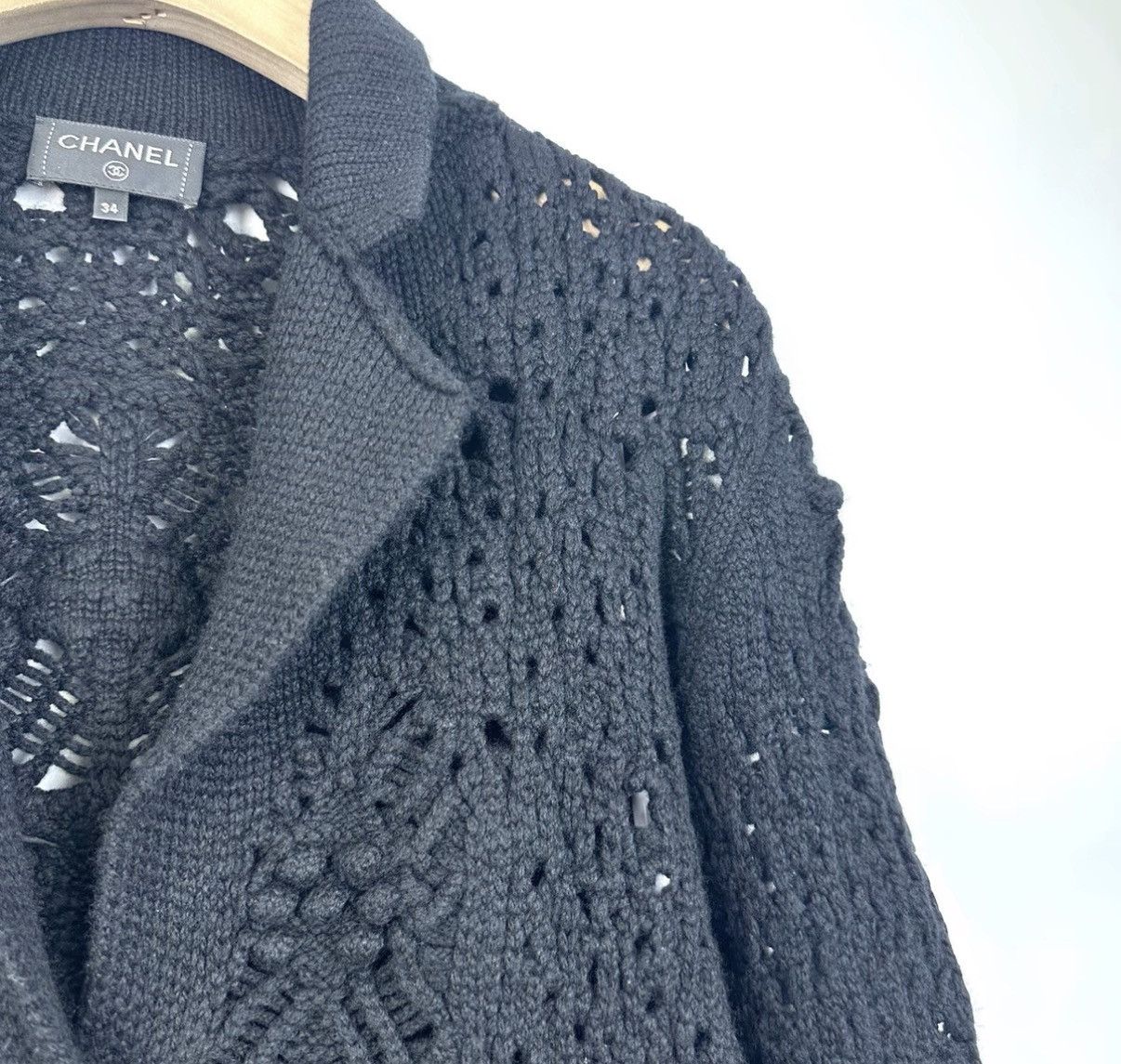 Chanel CHANEL Black Knit Hollow Out Coat K12 Size XXS / US 00 / IT 34 - 5 Thumbnail