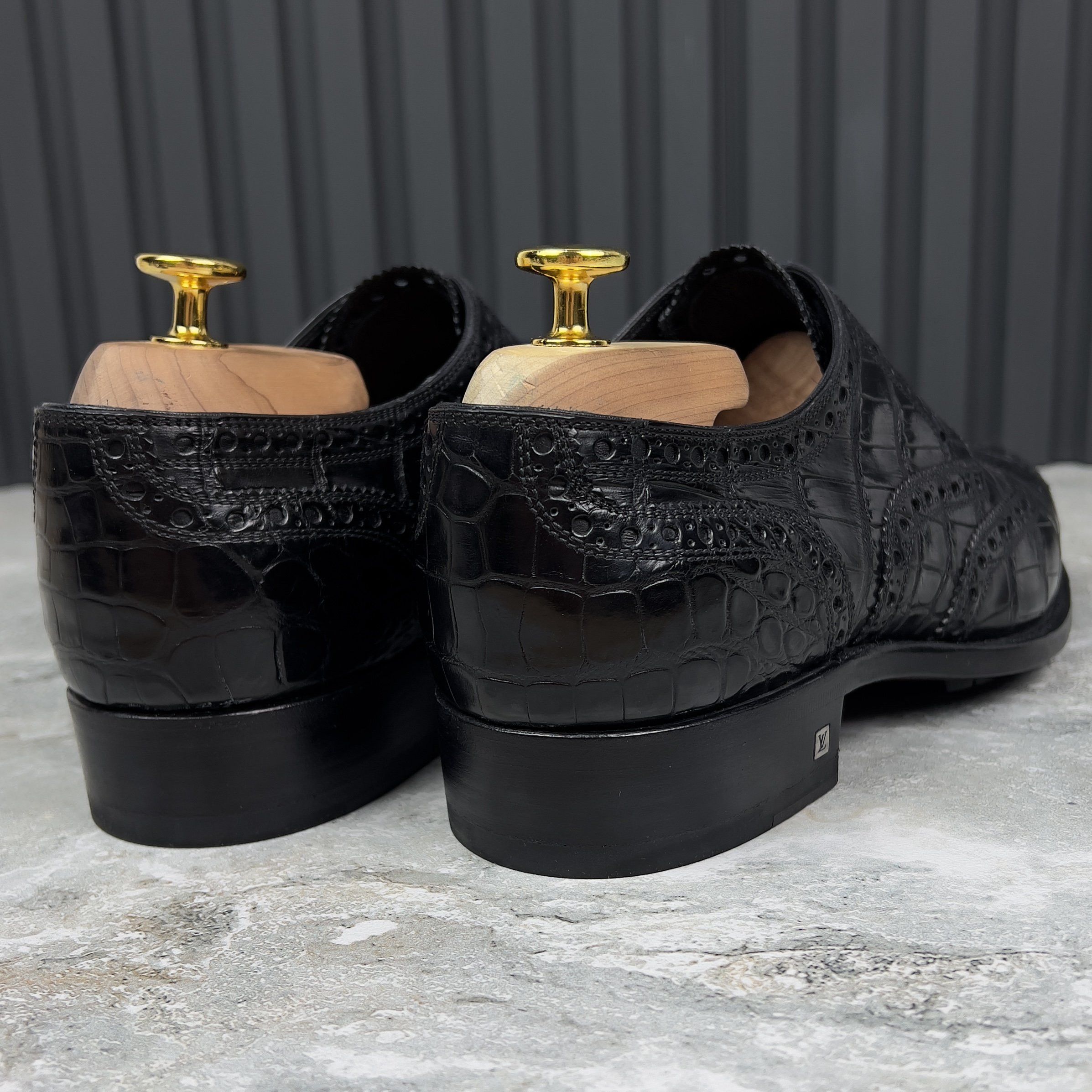 Louis Vuitton Derby Wingtip Alligator Crocodile Black Leather Size US 8 / EU 41 - 12 Thumbnail