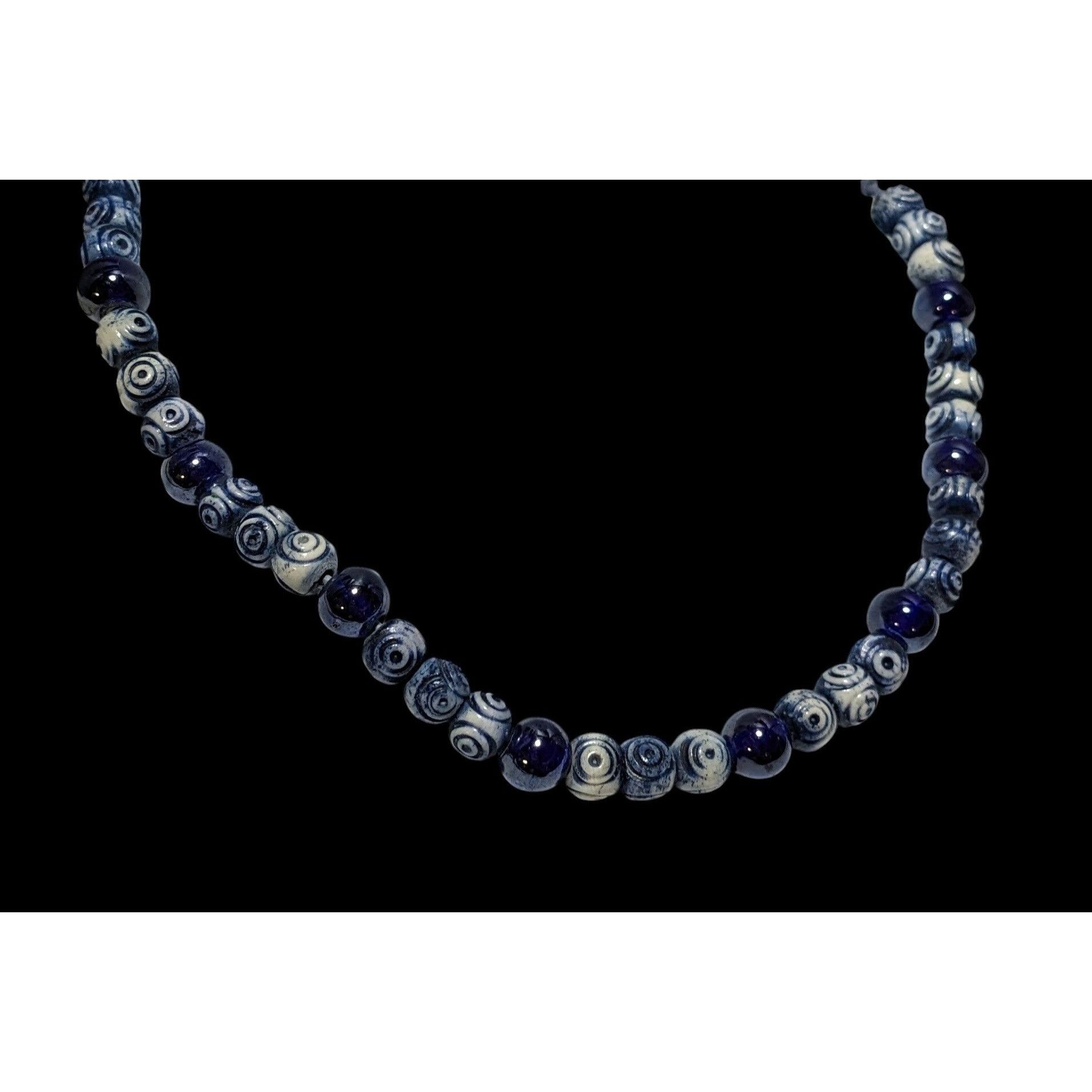 Other Retro Blue And White Beaded Cord Necklace Size ONE SIZE - 3 Thumbnail