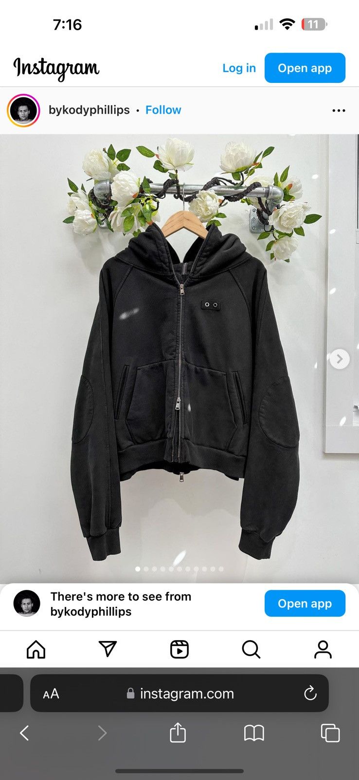 image of Kody Phillips Kobe Phillips Full Zip Hoodie in Black, Men's (Size Large)
