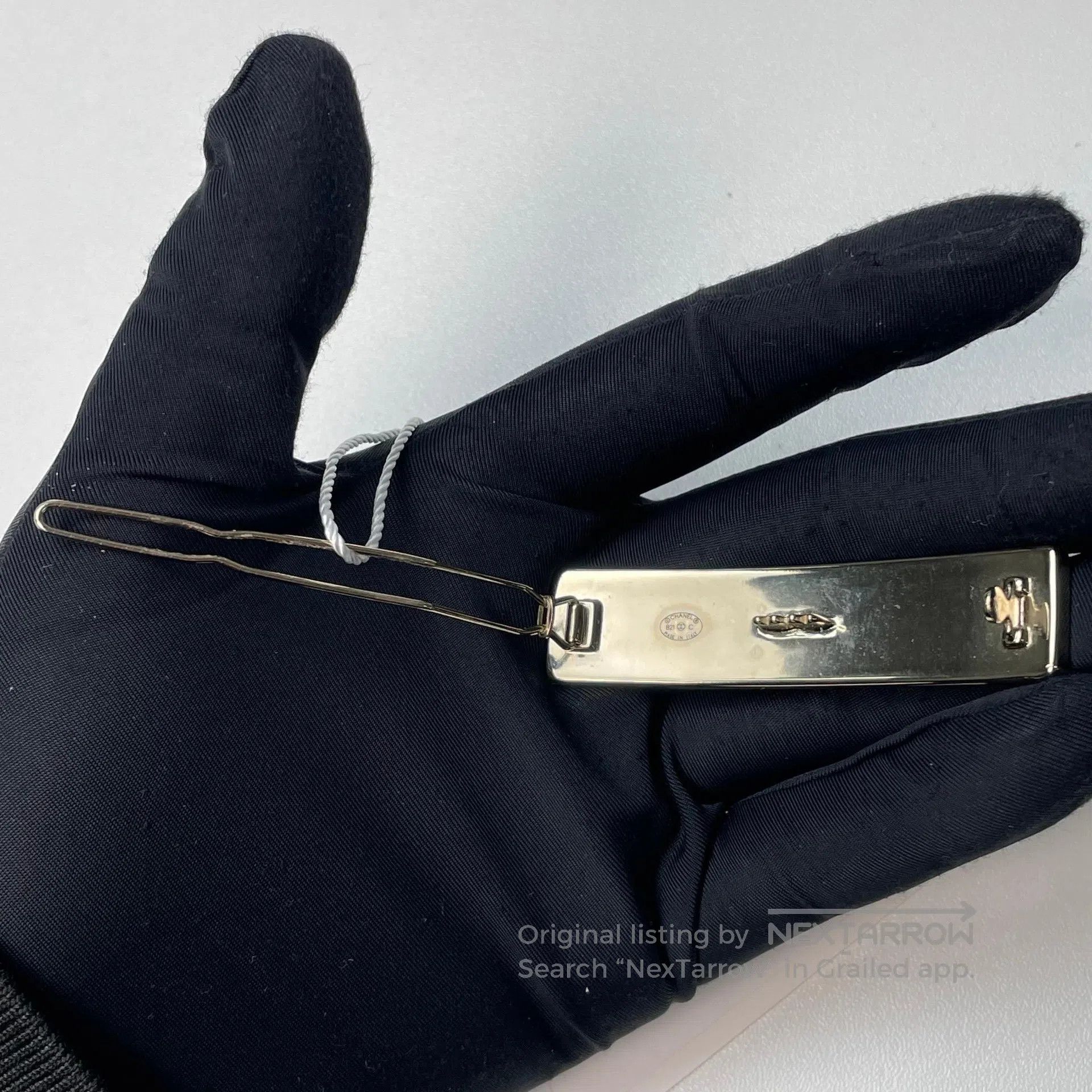 Chanel Chanel Logo hairpin with full diamonds, silver barrette| Size ONE SIZE - 6 Thumbnail