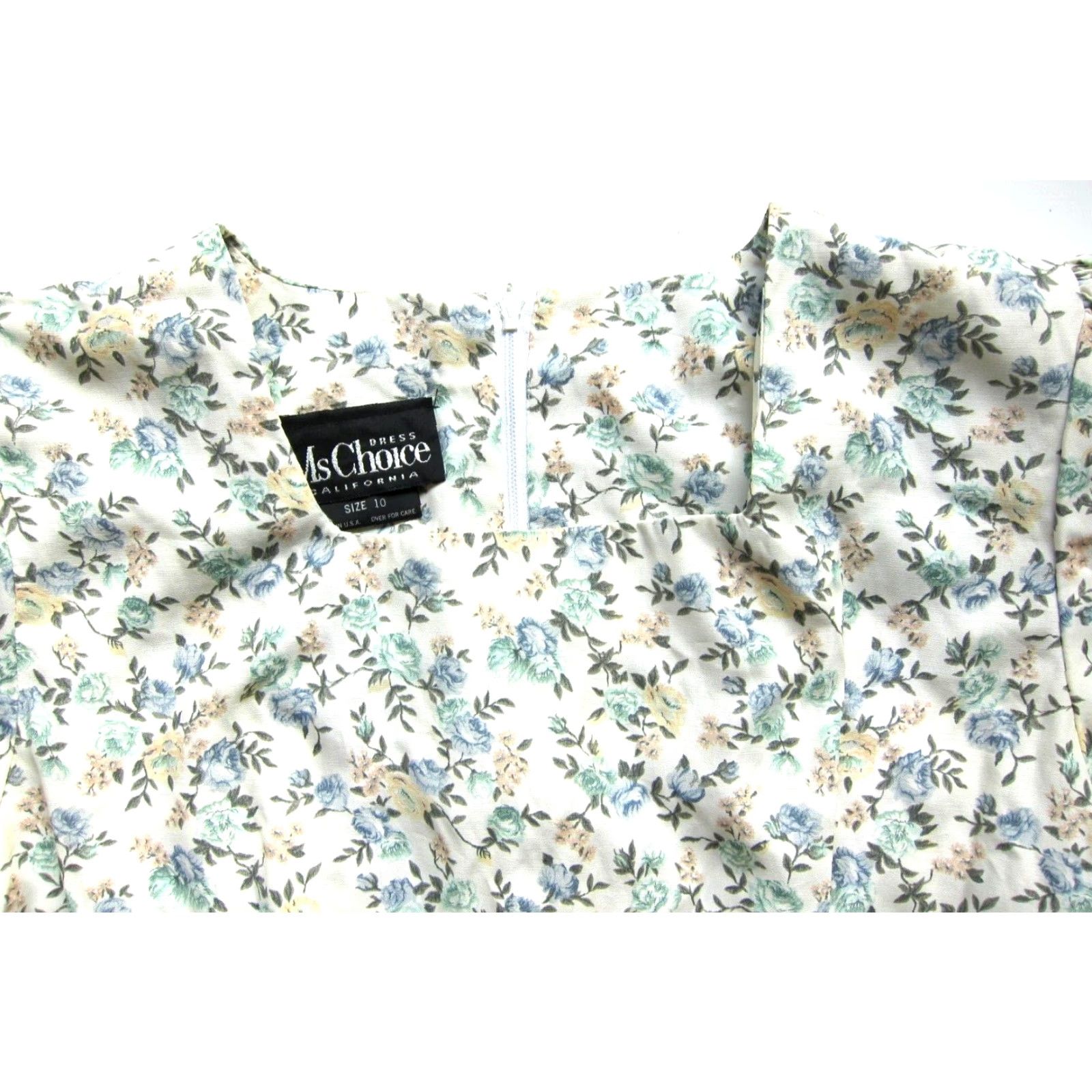 Vintage Vintage Ms Choice California Rayon Green Blue Floral Long Maxi Secretary Dress 10 Size L / US 10 / IT 46 - 5 Thumbnail