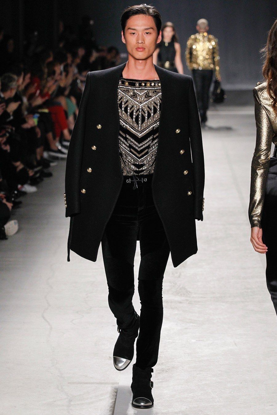 Balmain X H&M Runway Aw15 Double-Breasted Military Jacket in Black, Women's