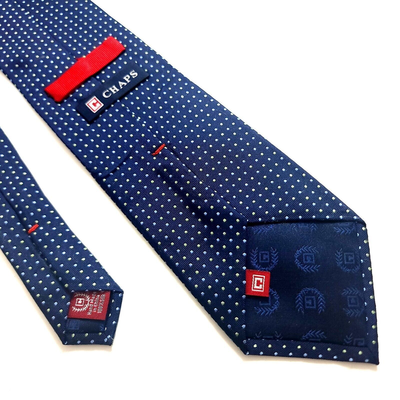 Chaps Chaps Woven Blue Green Polka Dot Silk Tie Size ONE SIZE - 6 Thumbnail