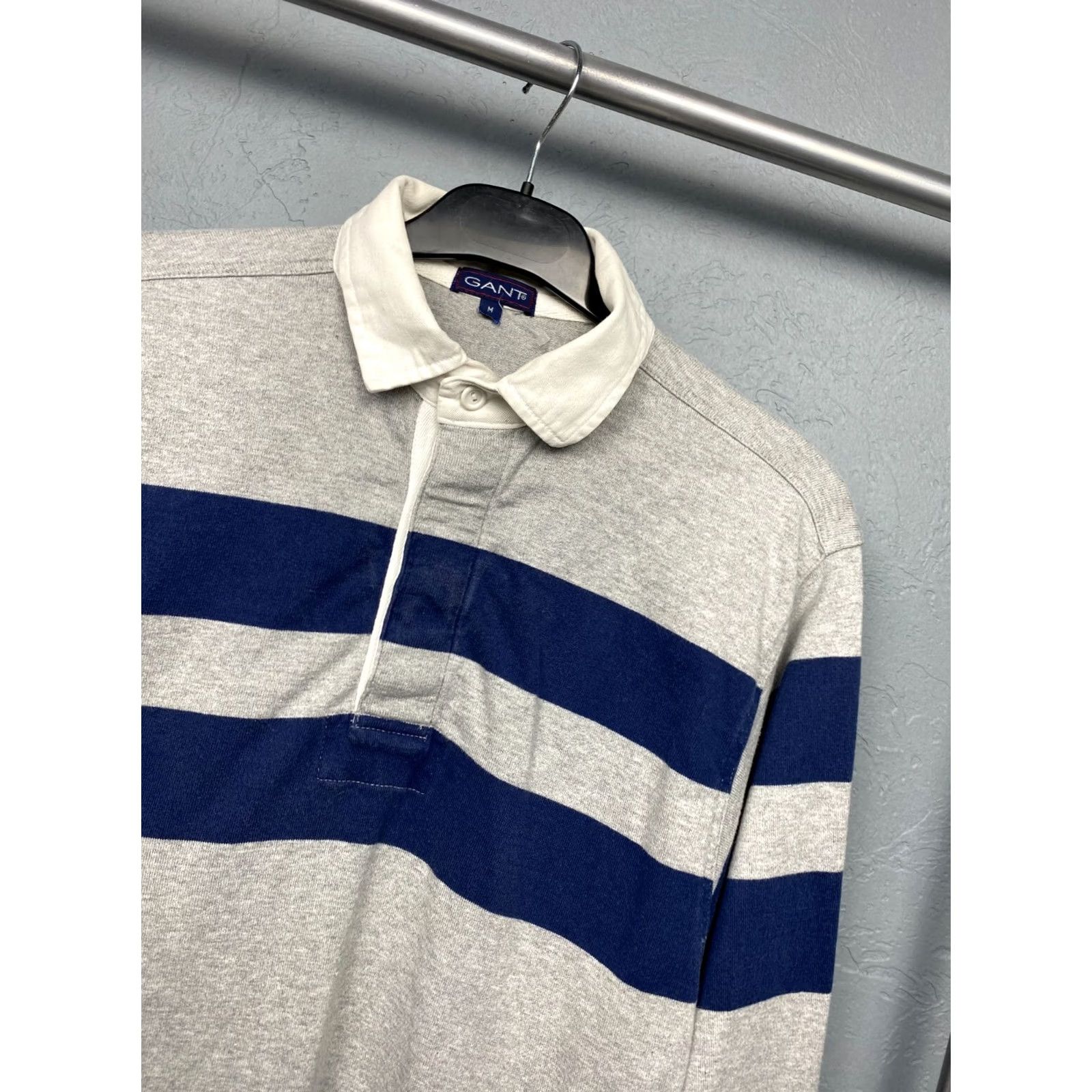 Gant Gant Rugby Polo Shirt Mens 90s Vintage Long Sleeve Size M Gray Striped Polo Size US M / EU 48-50 / 2 - 2 Thumbnail
