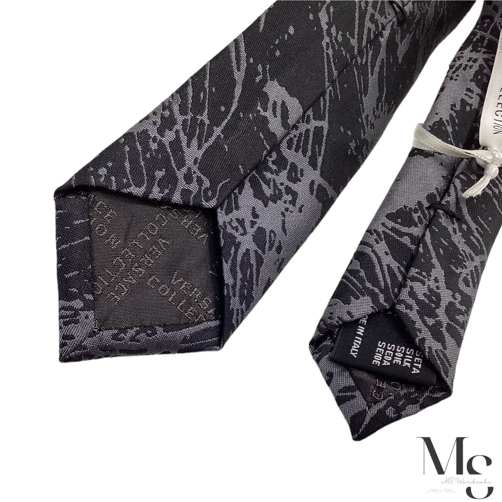Versace $1,280 VERSACE COLLECTION Black Gray Abstract Art Medusa Tie Size ONE SIZE - 6 Thumbnail