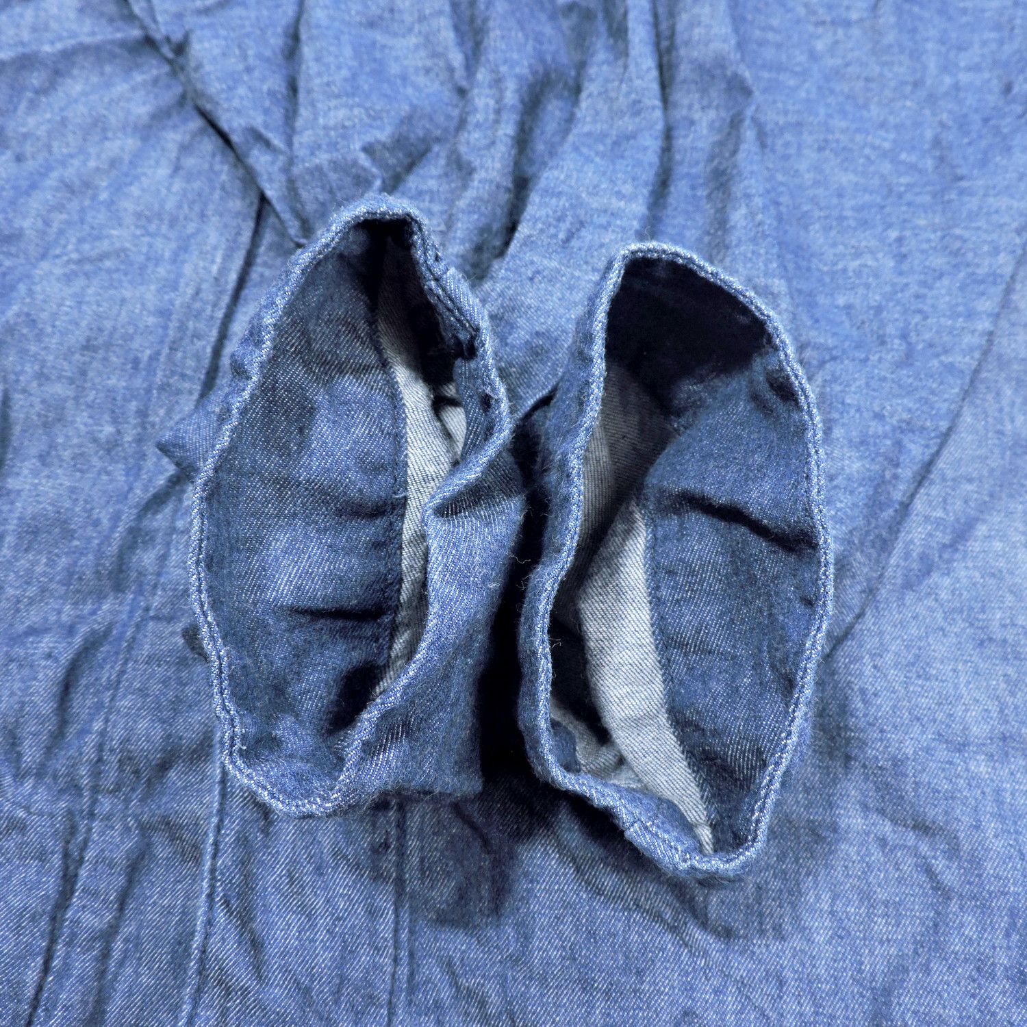 Muji MUJI INDIGO COLLARLESS DENIM LONG SLEEVE SHIRT Size US M / EU 48-50 / 2 - 10 Thumbnail