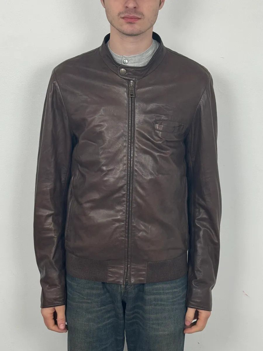 Prada AW2011 Prada Biker Brown Minimalist Leather Jacket Size US M / EU 48-50 / 2 - 2 Thumbnail
