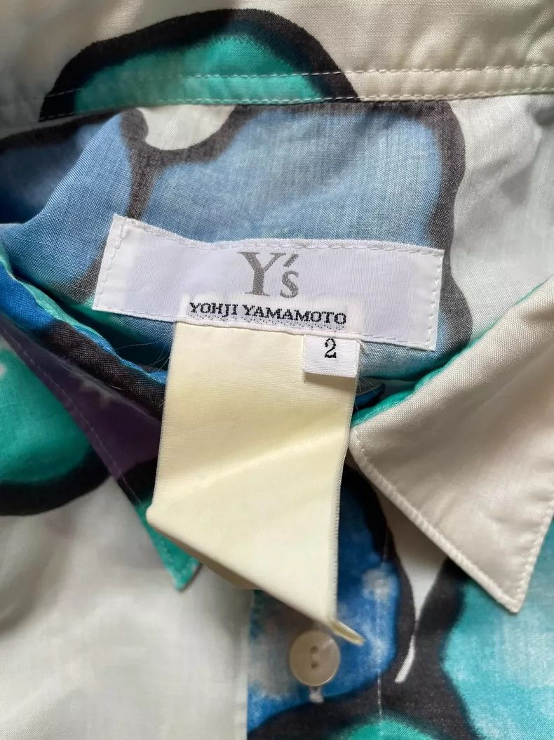 Y's Y's White printed show shirt with pointed collar shirt Size US M / EU 48-50 / 2 - 3 Thumbnail