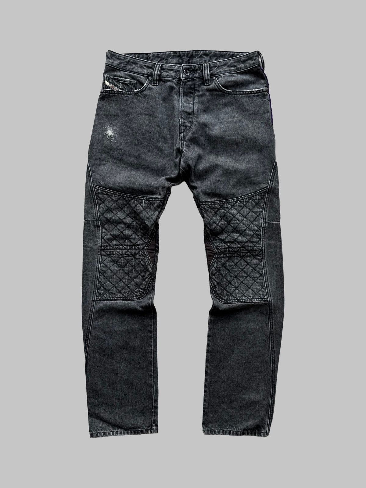 Diesel Diesel Biker Paint Drip Slim Fit Distressed Jeans Denim Size US 31 - 1 Thumbnail