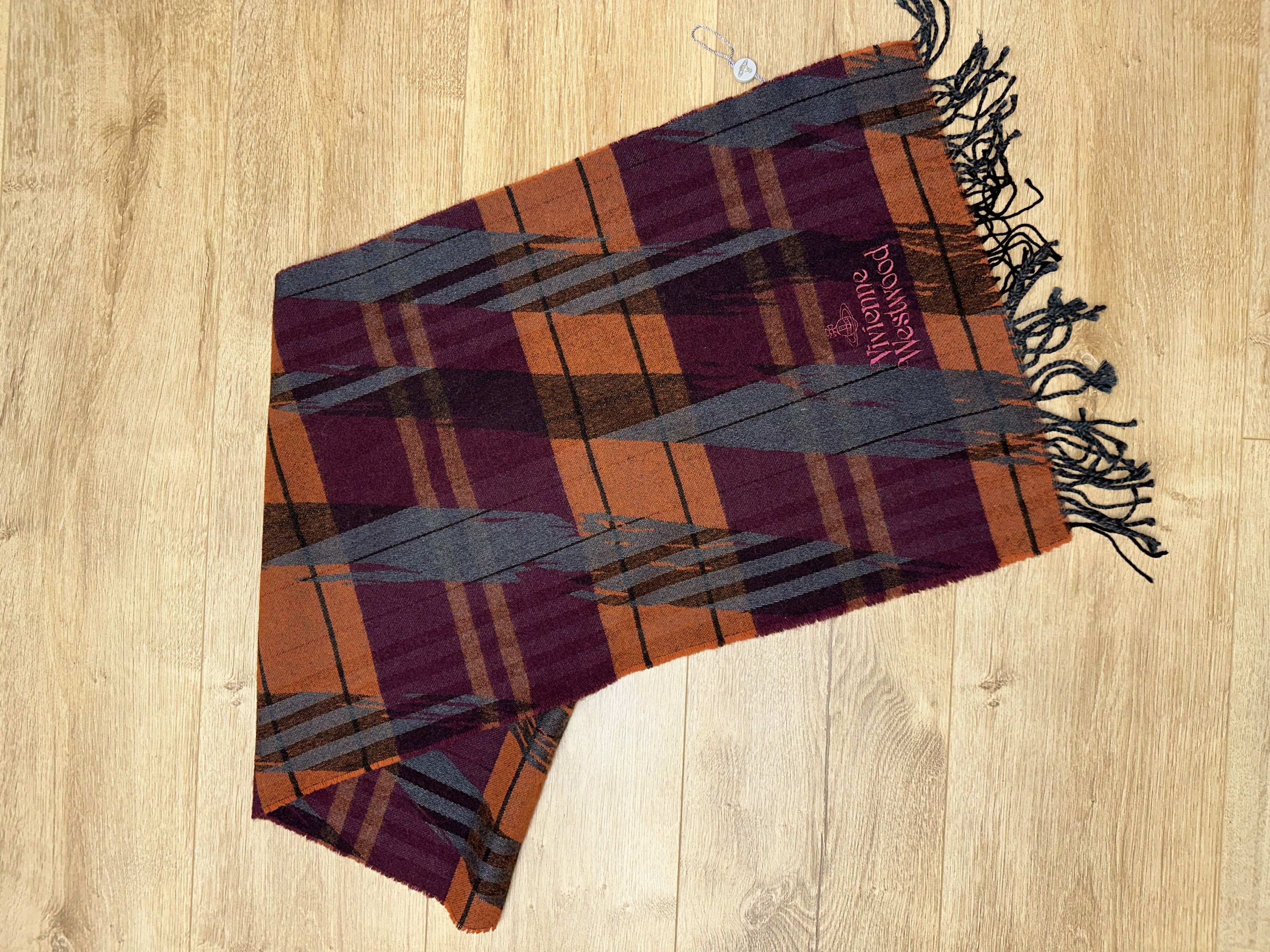 Vivienne Westwood Rare Vivienne Westwood Orb Plaid Wool Blend Fringed 185x38 Size ONE SIZE - 12 Thumbnail