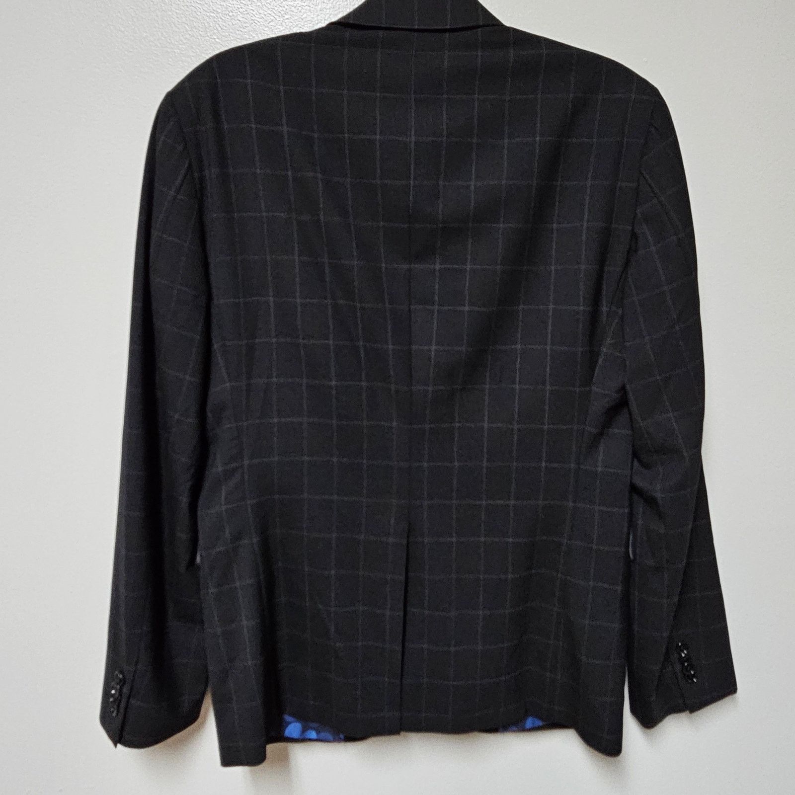 Indochino Indochino Blazer Black Windowpane Blue Circle Lining Sz 38R Size 38R - 4 Thumbnail