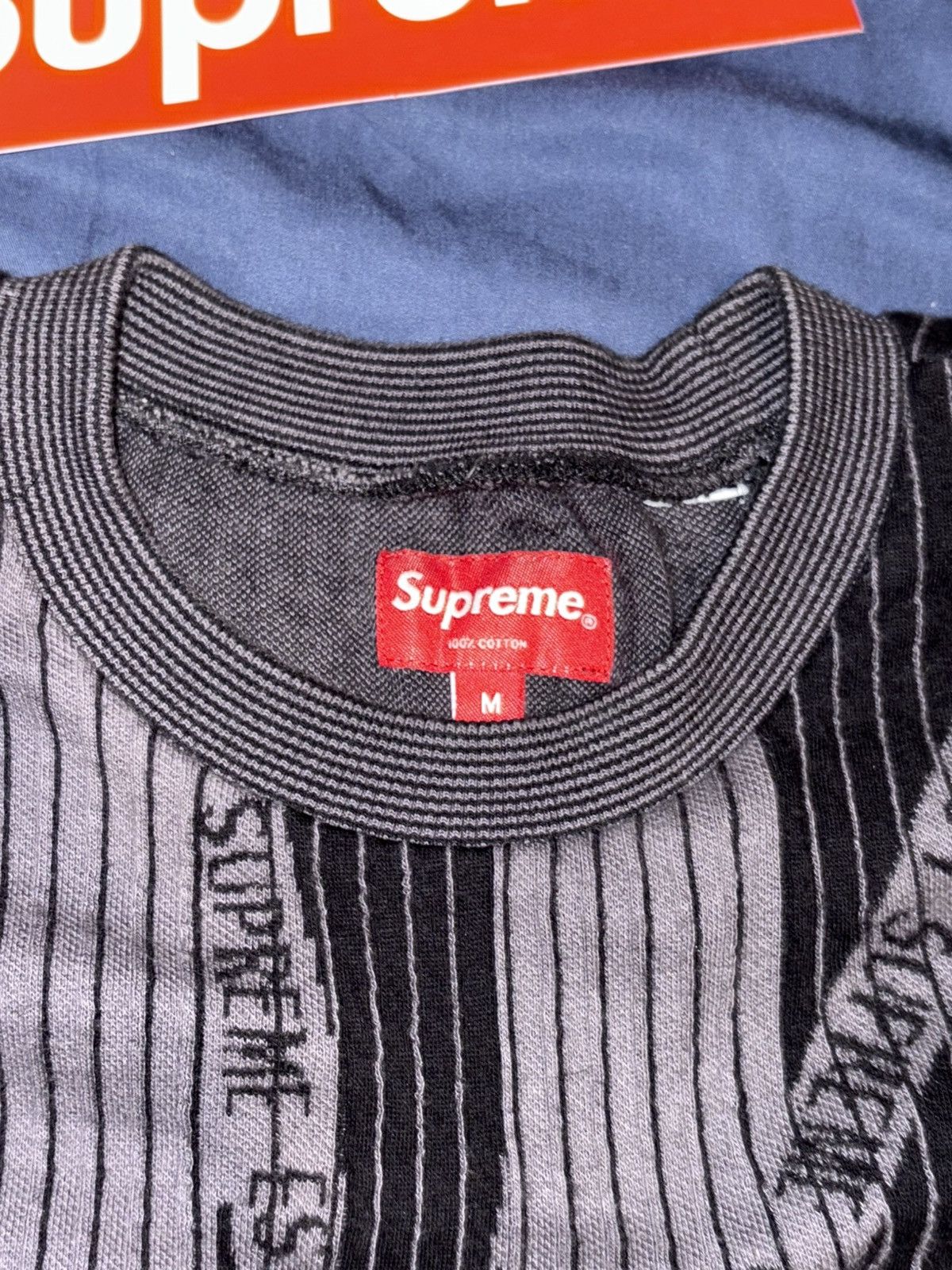 Supreme Supreme textured strip crewneck Size US M / EU 48-50 / 2 - 2 Thumbnail