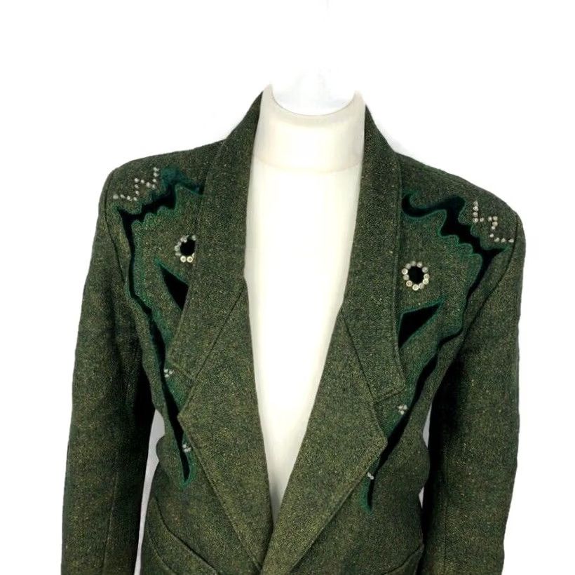 Vintage Chinese Blazer Jacket Uk 12 (large) In Green Ladies Work Office Rare Size XL / US 12-14 / IT 48-50 - 3 Thumbnail