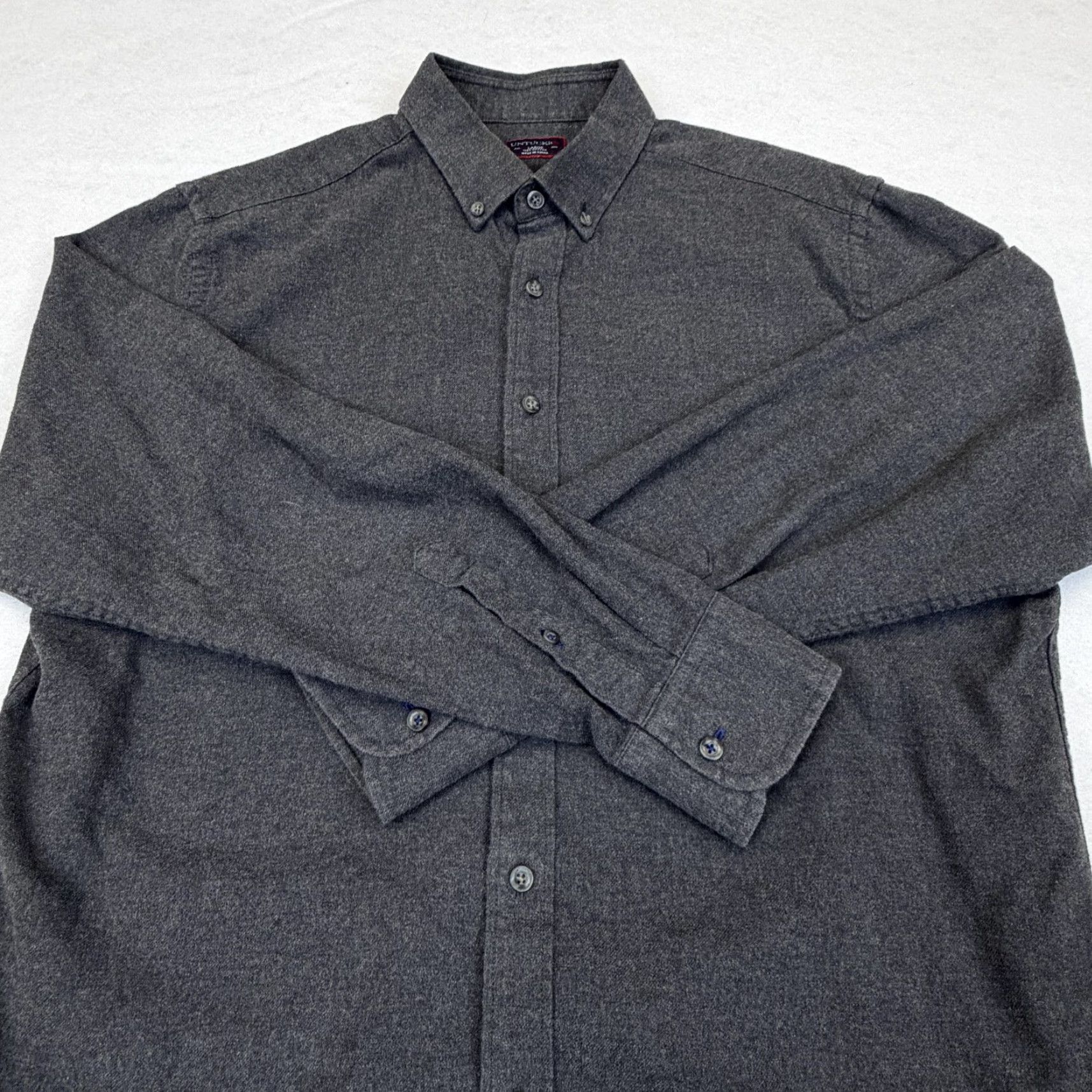 UNTUCKit UNTUCKit Shirt Mens Large Gray Flannel Button-Down Long Sleeve Untucked Fit Button Up Cotton Solid Casual, Business Men Large Gray UNTUCKit Shirt Size US L / EU 52-54 / 3 - 4 Thumbnail