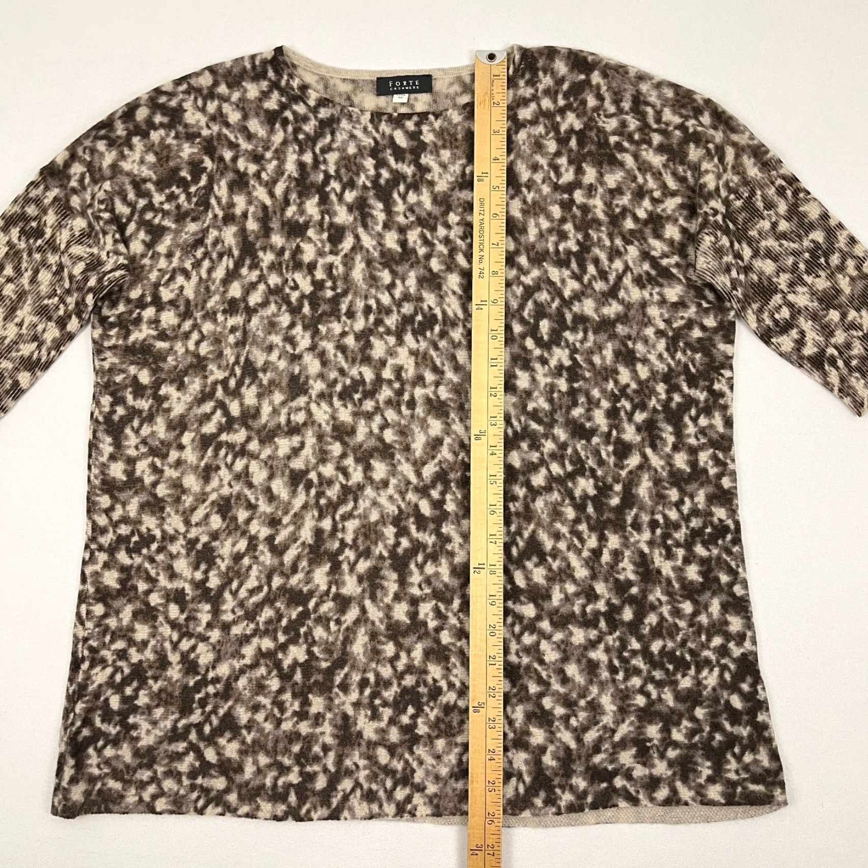 Fortela FORTE Cashmere Sweater Womens M Brown Animal Print 1/2 Dolman Sleeve Pullover Size M / US 6-8 / IT 42-44 - 5 Thumbnail