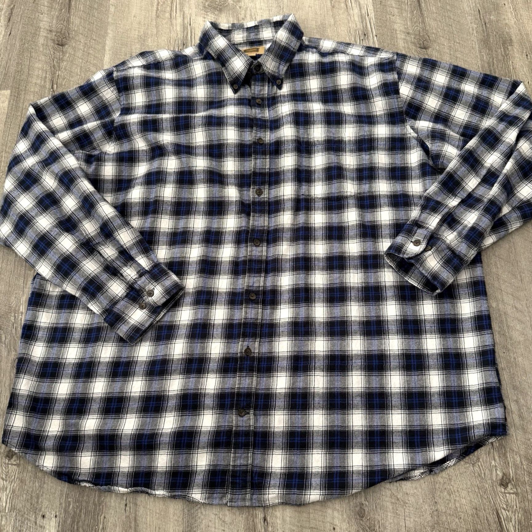 Vintage Foundry Flannel Shirt Mens 2XLT Big Tall Blue White Plaid Long Sleeve Button-Up Shirt Size US XXL / EU 58 / 5 - 7 Thumbnail