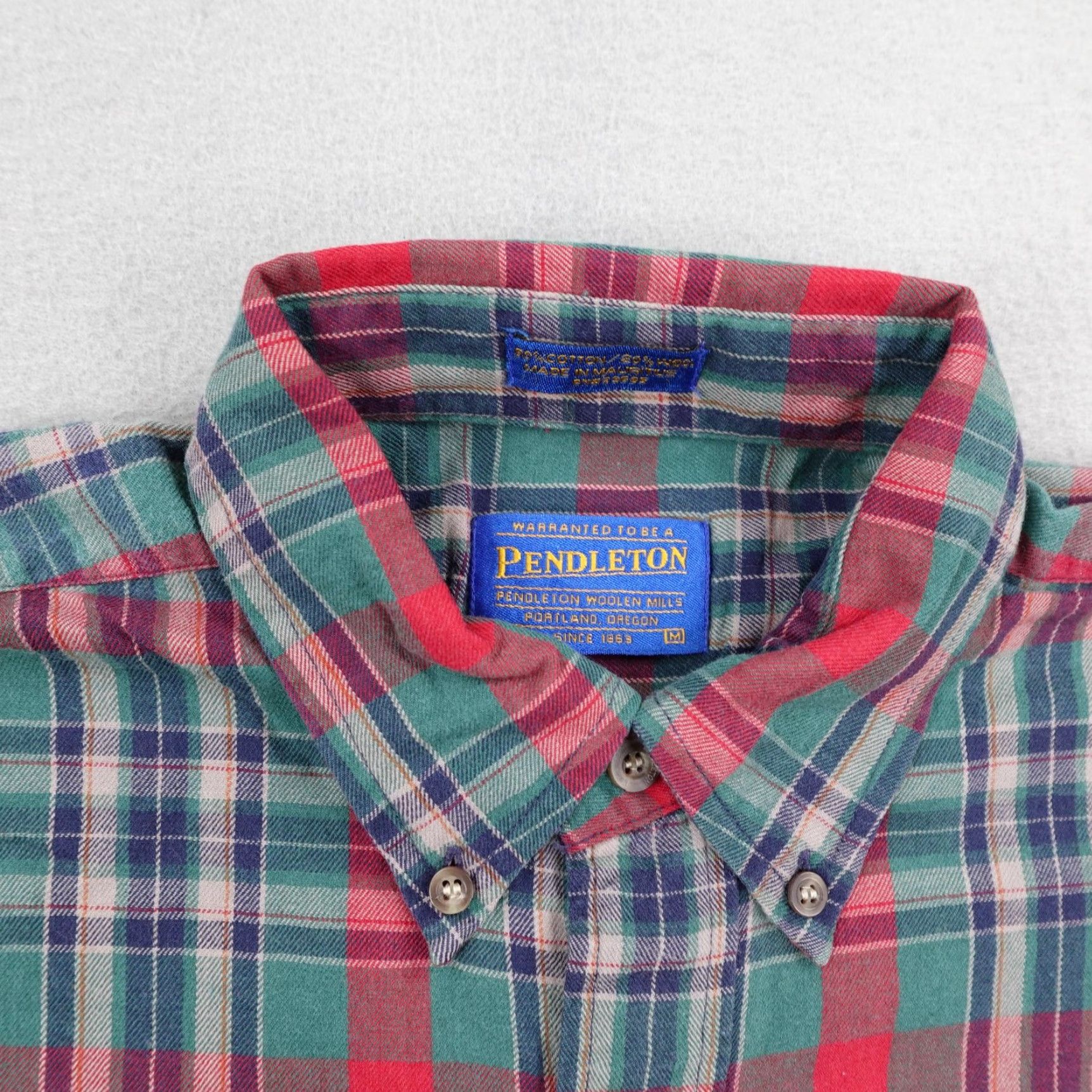 Pendleton VINTAGE Pendleton Shirt Mens M Green Red Plaid Flannel Wool Blend Button-Up Regular Fit Long Sleeve Casual Outdoors Mens Size US M / EU 48-50 / 2 - 2 Thumbnail