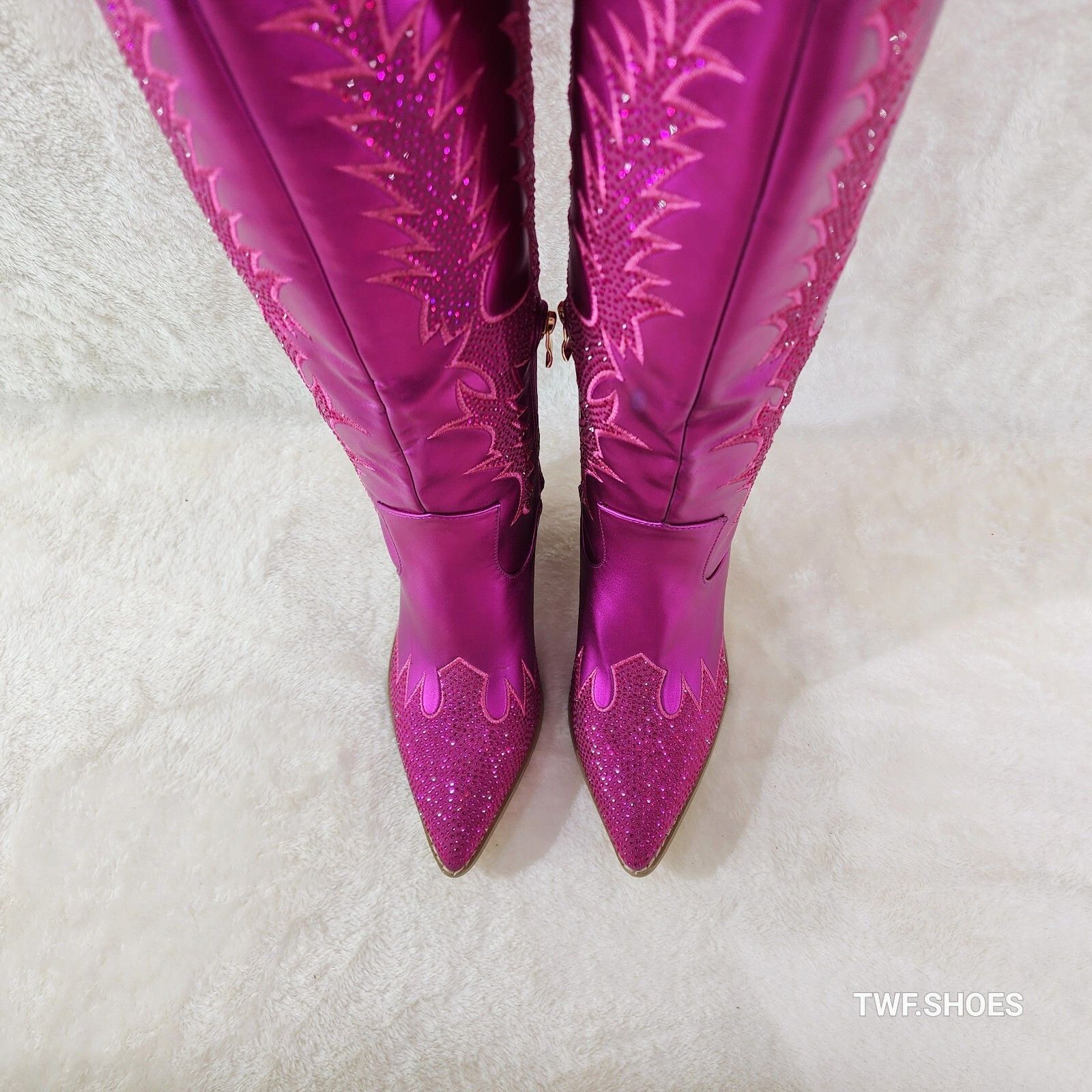 Other Flash Brush Metallic Matte Rhinestone Western Knee High Cowg Size US 6.5 / IT 36.5 - 5 Thumbnail