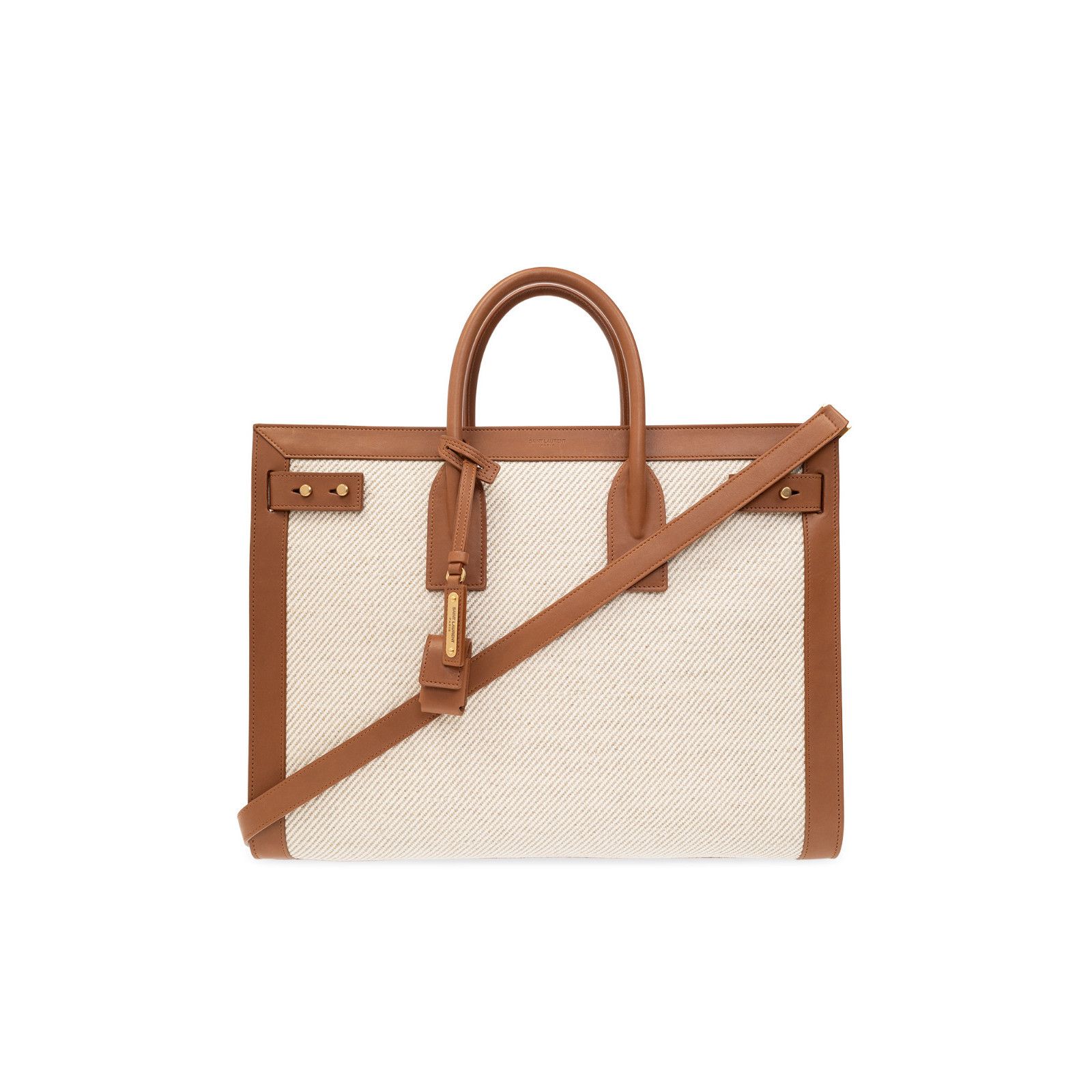 SAINT LAURENT Sac De Jour Natural/Brown Canvas And Leather T