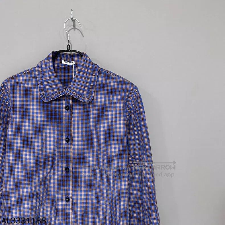 Miu Miu Miu Miu 38 Striped lace lapel shirt Size M / US 6-8 / IT 42-44 - 2 Thumbnail