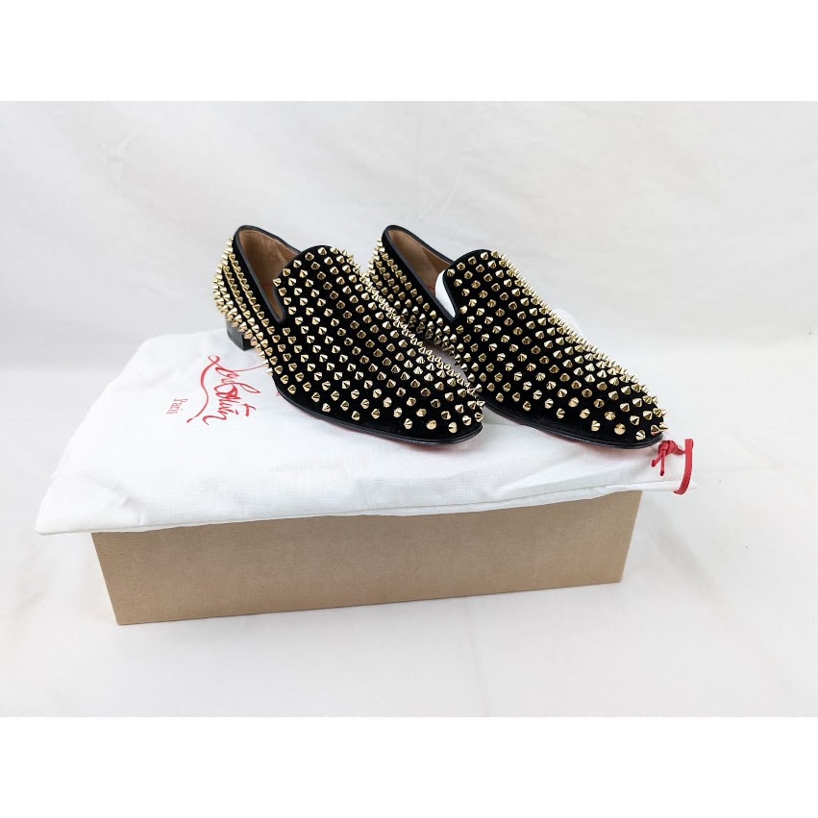 Christian Louboutin o1rshd1 Dandelion Spikes Flat Shoes in Black/Dorado Size US 9.5 / EU 42-43 - 16 Thumbnail